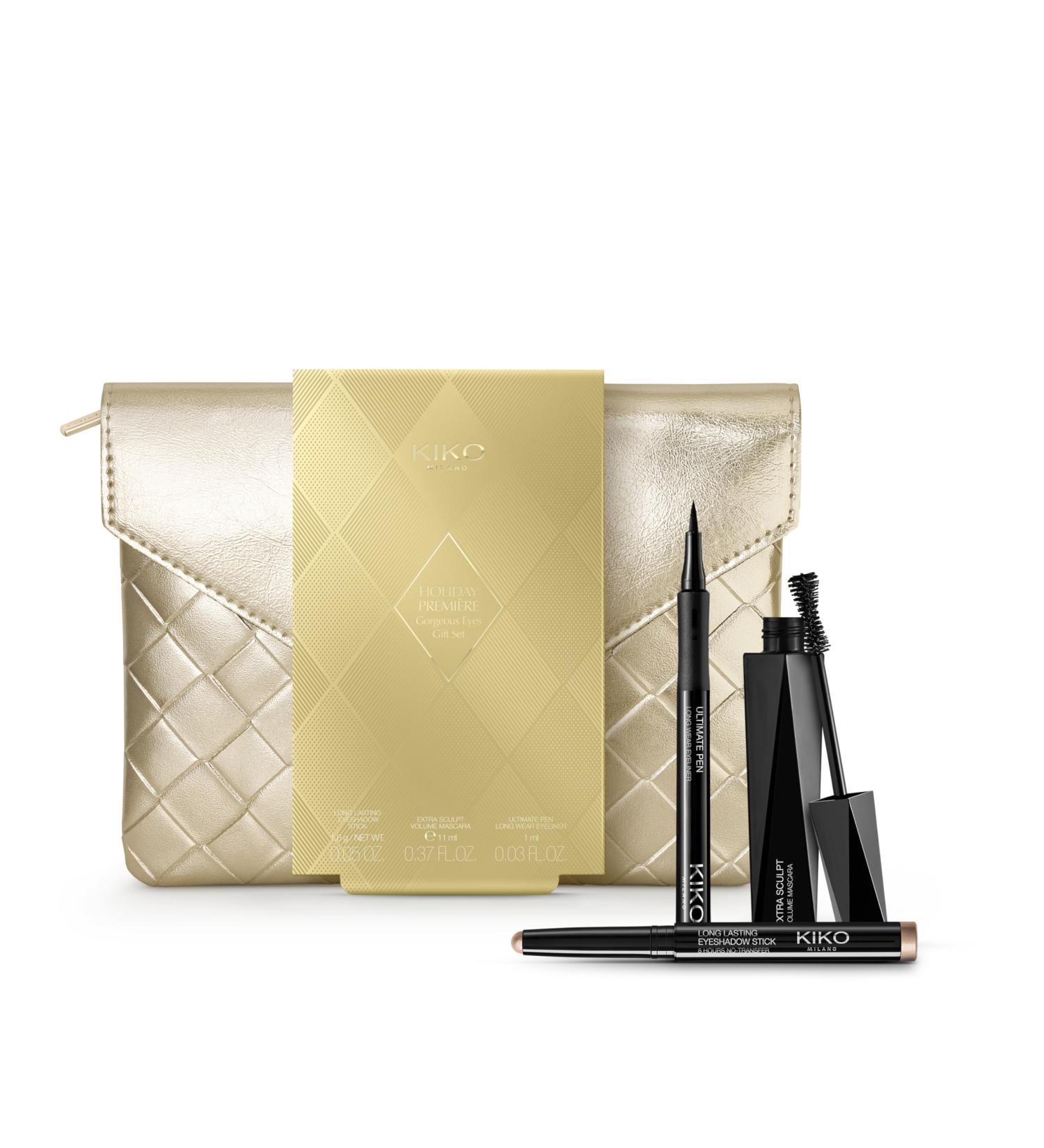 KIKO Milano Holiday Premi re Gorgeous Eyes Gift Set | Eye Gift Set: Eyeliner Long-Lasting Eyeshadow Stick And Volumising Mascara - Buy Online on GoSupps.com
