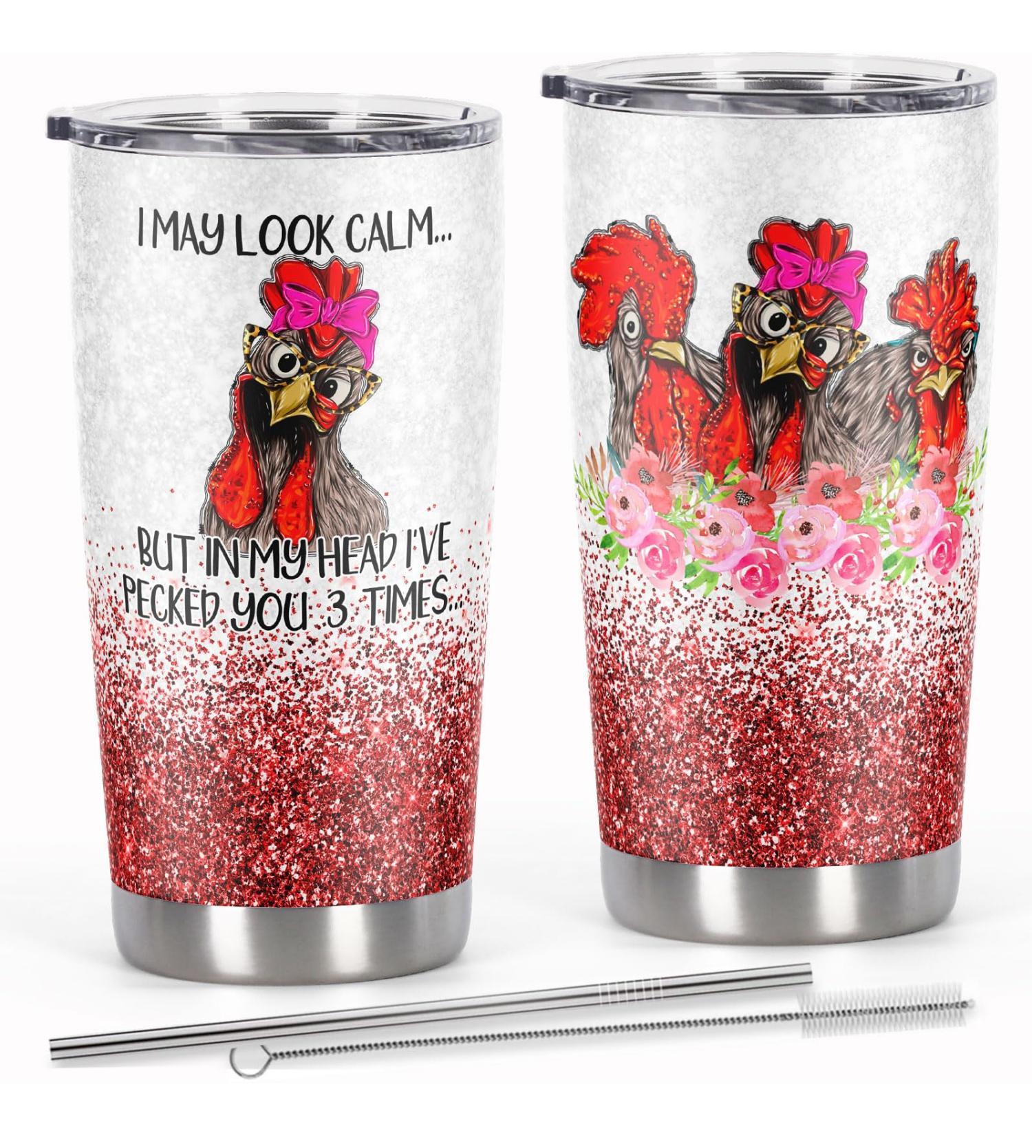 Cosictic Chicken Gift for Chicken Lover Chicken Owner Chicken Lady Chicken Mama In My Head I'Ve Pecked Your 3 Times 20 Oz Travel Tumbler Peck You 3 Times - Buy Online on GoSupps.com