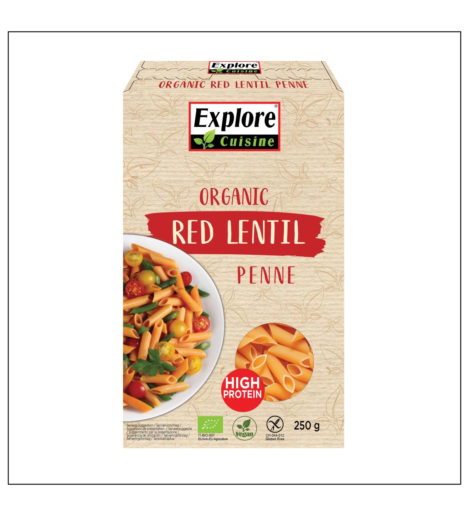  EXPLORE CUISINE RED LENTIL PENNES 250G - Buy Online on GoSupps.com
