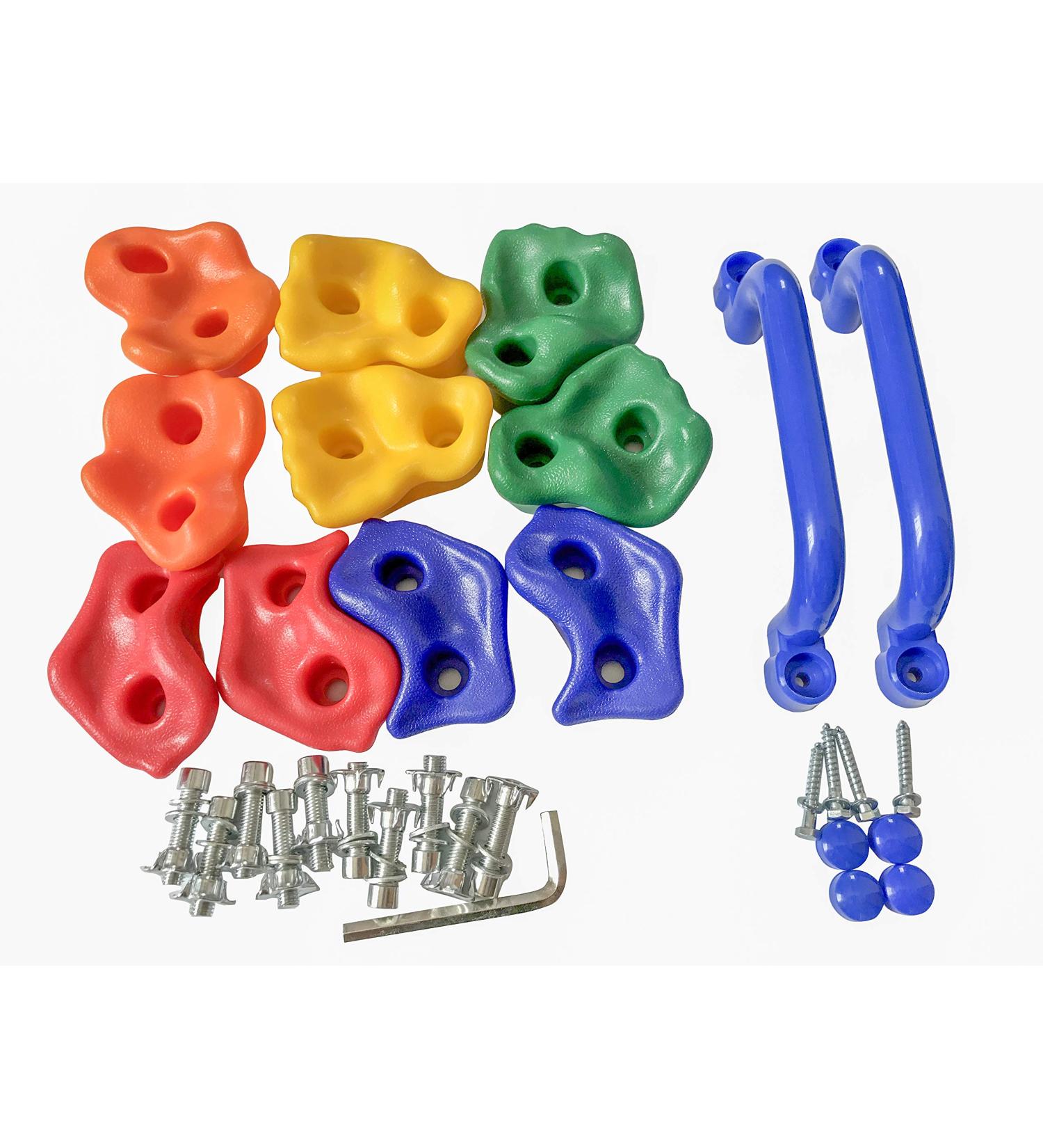 KINSPORY 10Pc Colourful Pig Nose Shape Kids Rock Climbing Holds with Blue Handles - Playground Set with Mounting Hardware - Buy Online on GoSupps.com