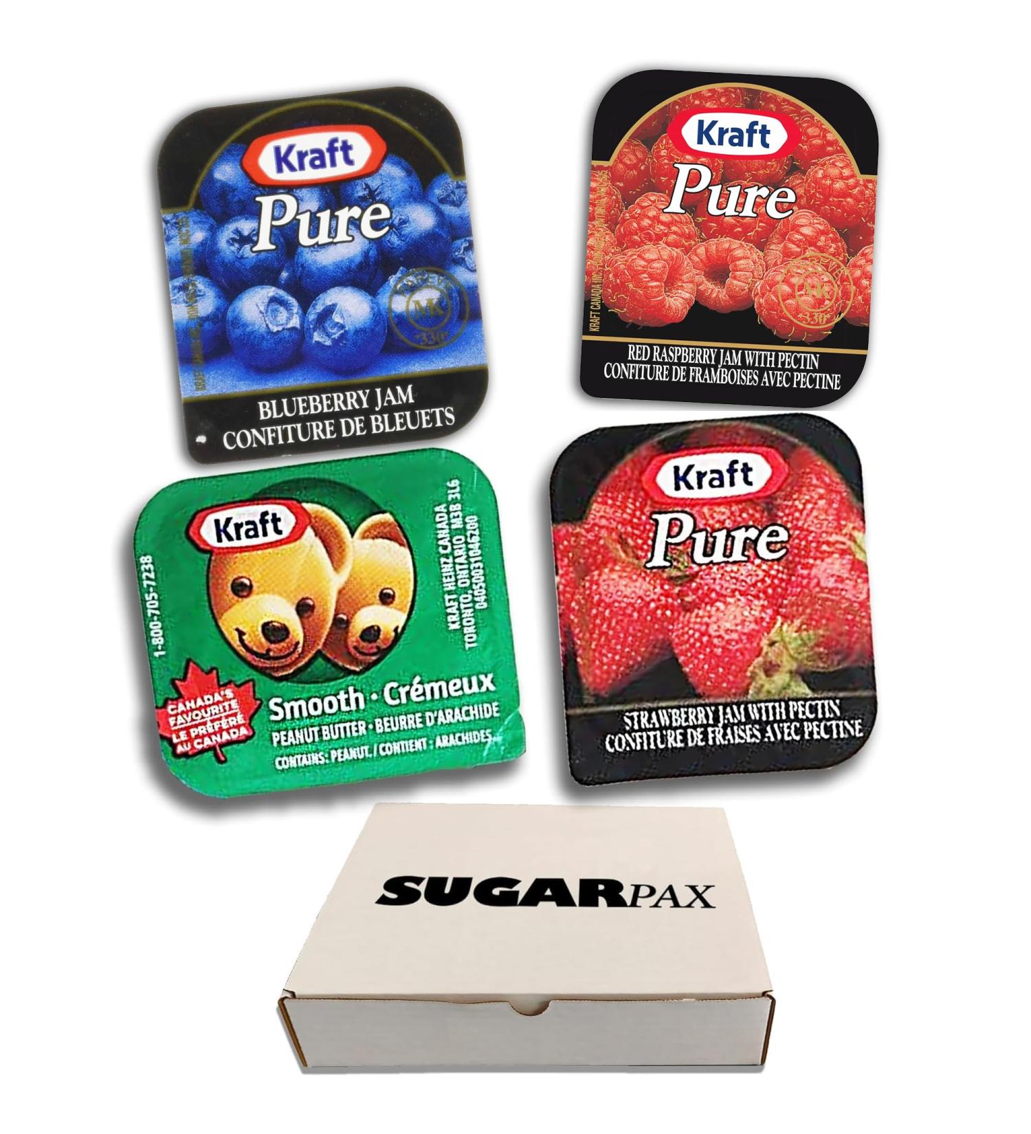 SugarPax - Kraft Peanut Butter Jelly Single-Portion Jams Bundle - Peanut Butter - Raspberry - Blueberry - Strawberry - Buy Online on GoSupps.com