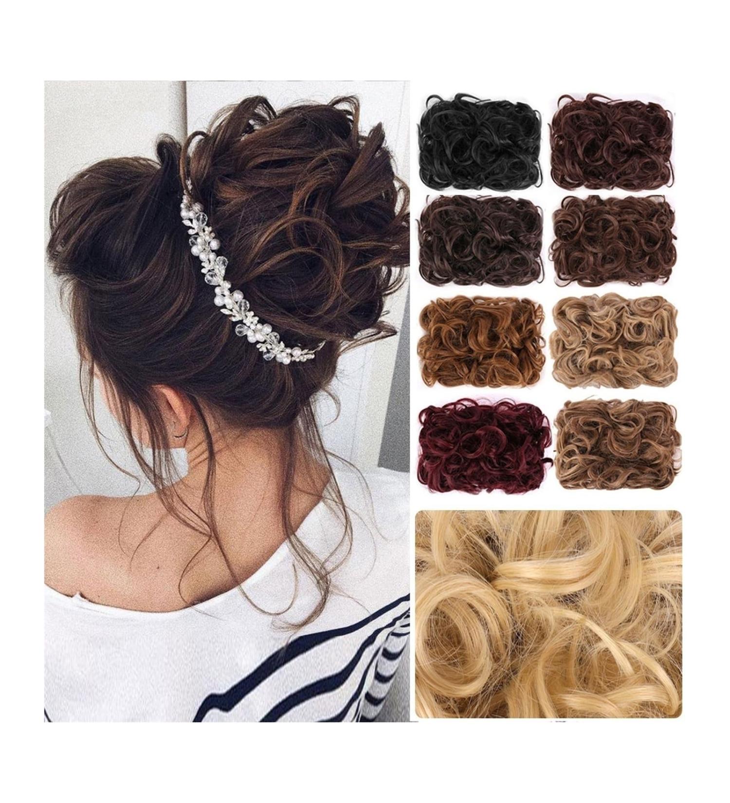 Messy Bun Hair Piece for Women Messy Bun Hair Pieces Elastic Drawstring Wave Curly Chignon Hairpiece Clip in Curly Hair Extension Short Synthetic Ponytail Extension for Women Fake Hair Accessories LF01-2-33 - Buy Online on GoSupps.com