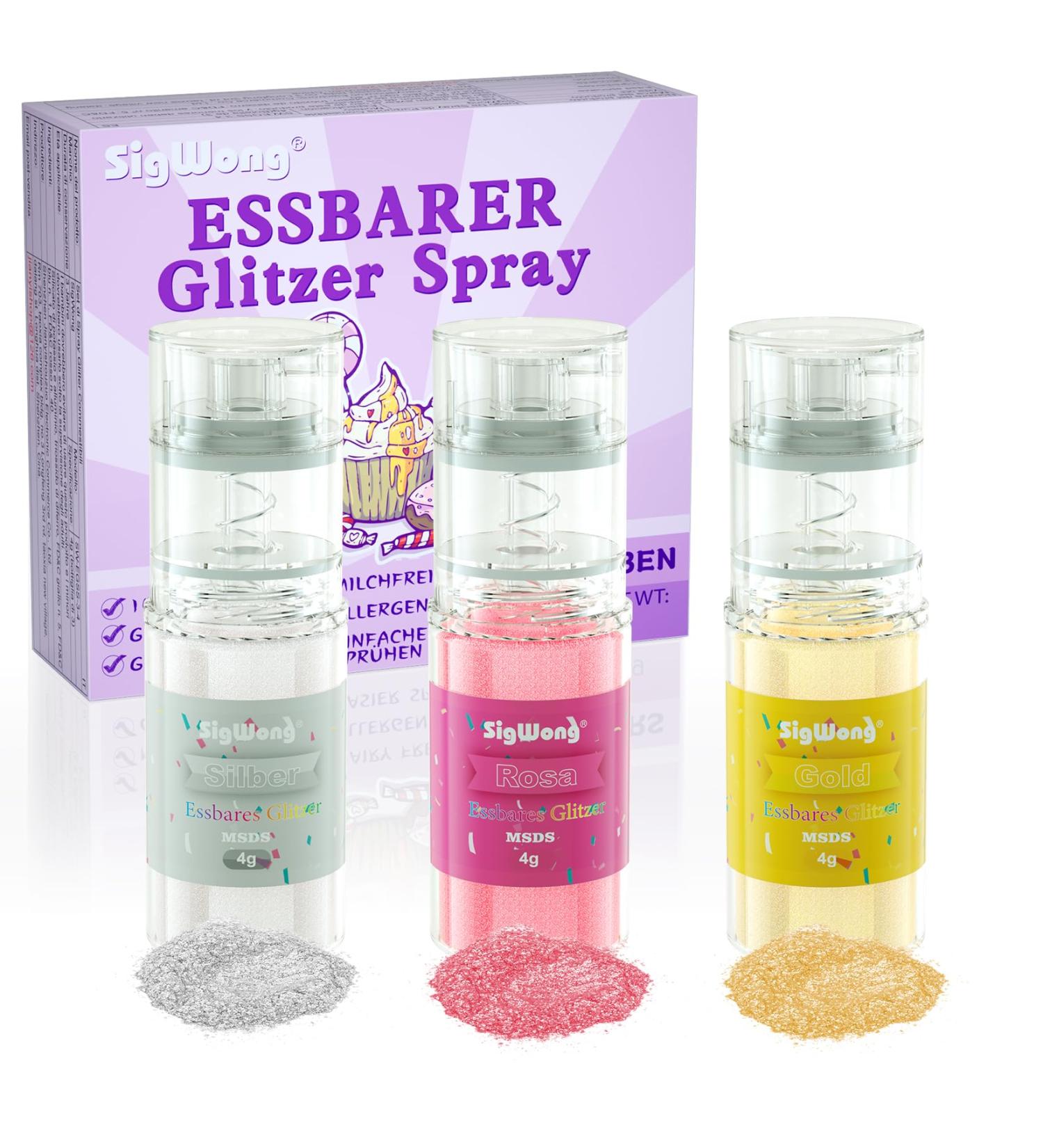 Essential Glitter Set - 3 Colors Edible Glitter Powder for Drinks & Cake Decoration | 100% Food Safe | Perfect for Cupcakes & Chocolates - 12g Total - Buy Online on GoSupps.com