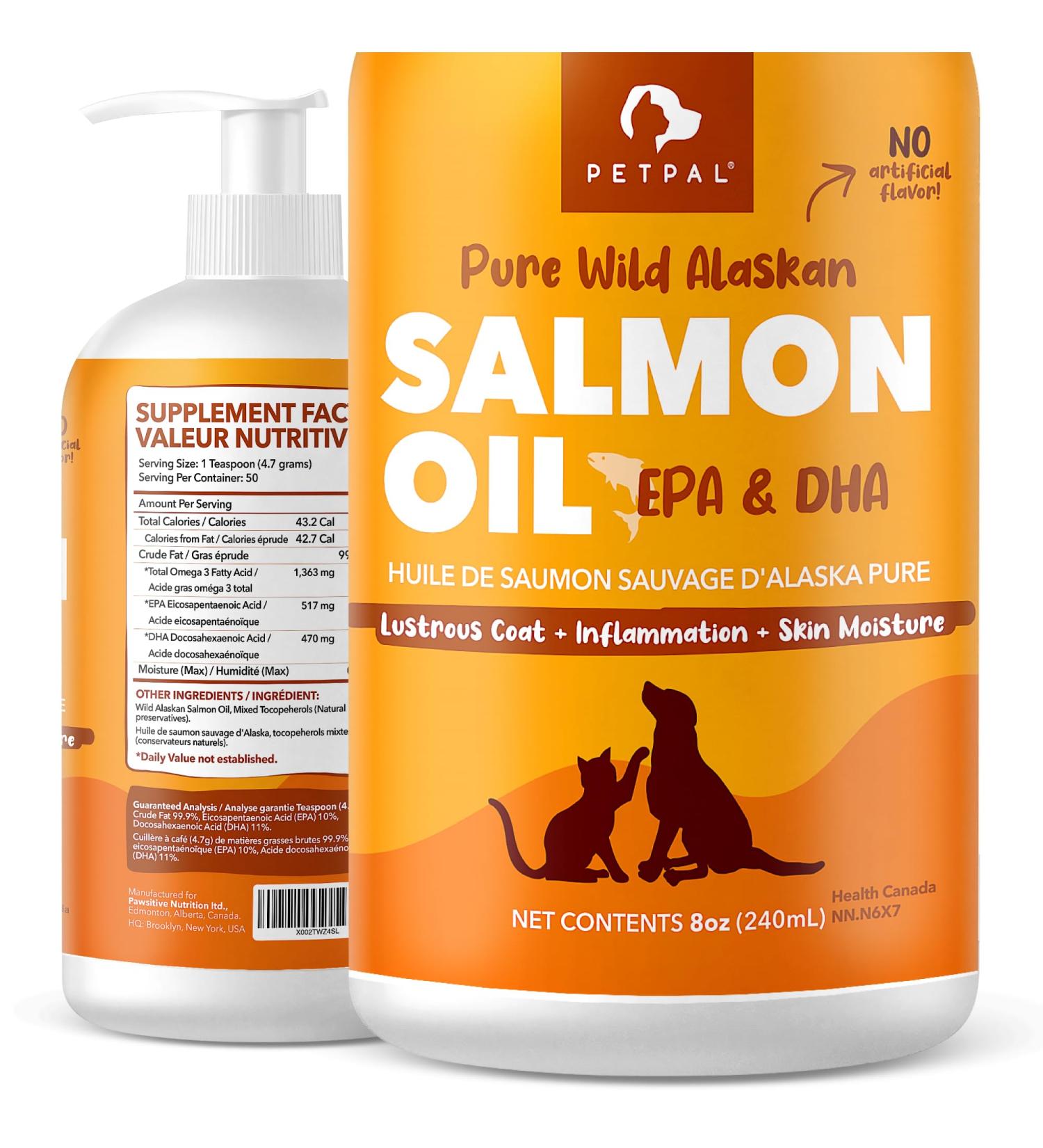 PetPal - Better Than Fish Oil - Pure Wild Alaskan Salmon Oil for Dogs & Cats - All Natural Supports Joint Function Pet Immune & Heart Health Healthy Skin & Coat - Omega 3 Super Food (8oz (240mL)) - Buy Online on GoSupps.com