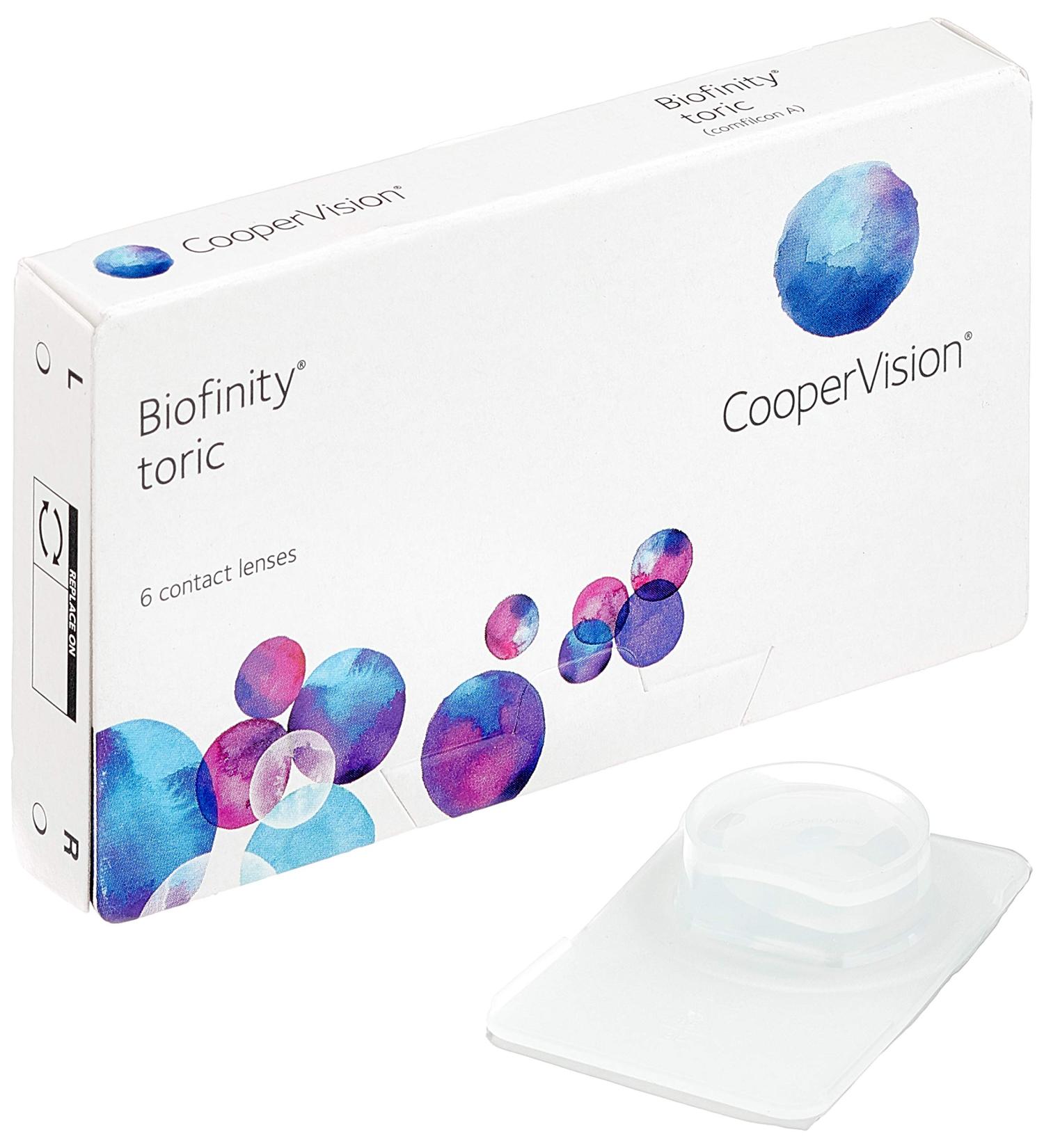 Shop Biofinity Toric Monthly Contact Lenses - Coopervision | 6 Pack BC 8.7 mm DIA 14.5 mm Cyl -1.25 Axis 30 -2.25 D | International Shipping Available - Buy Online on GoSupps.com