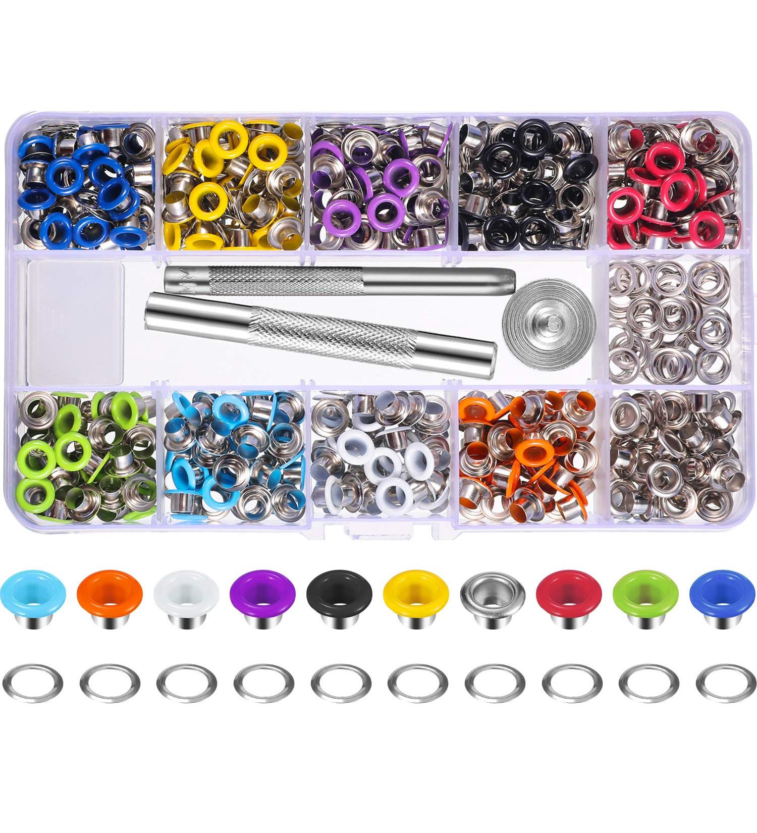 400 Sets 3/16 Inch Multi-Color Grommets Kit Metal Eyelets with Installation Tools and Instructor in Clear Box - Buy Online on GoSupps.com