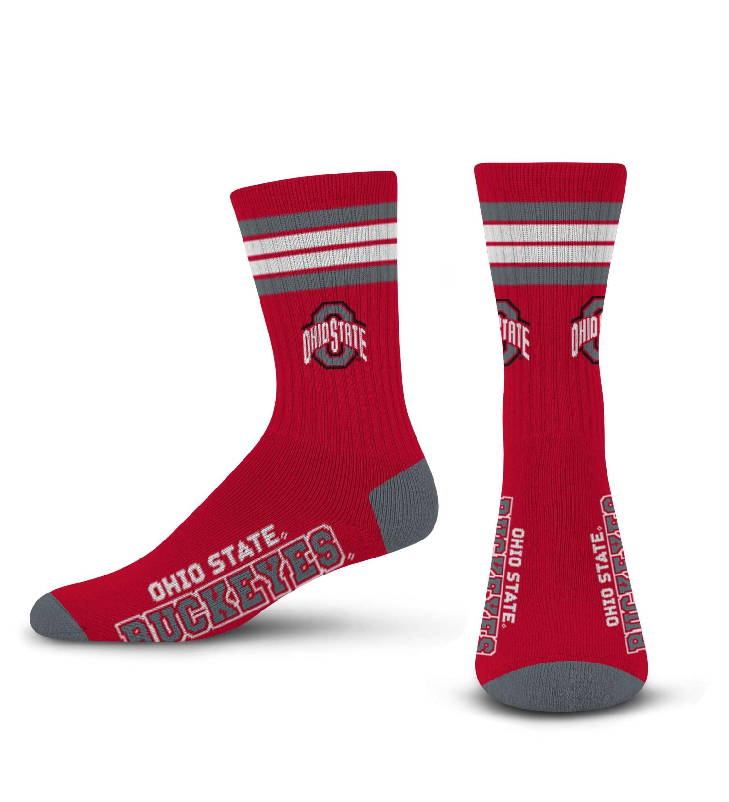 Bare Feet NCAA Ohio State Buckeyes 4 Stripe Deuce Crew Socks - Men's Large - Buy Online on GoSupps.com