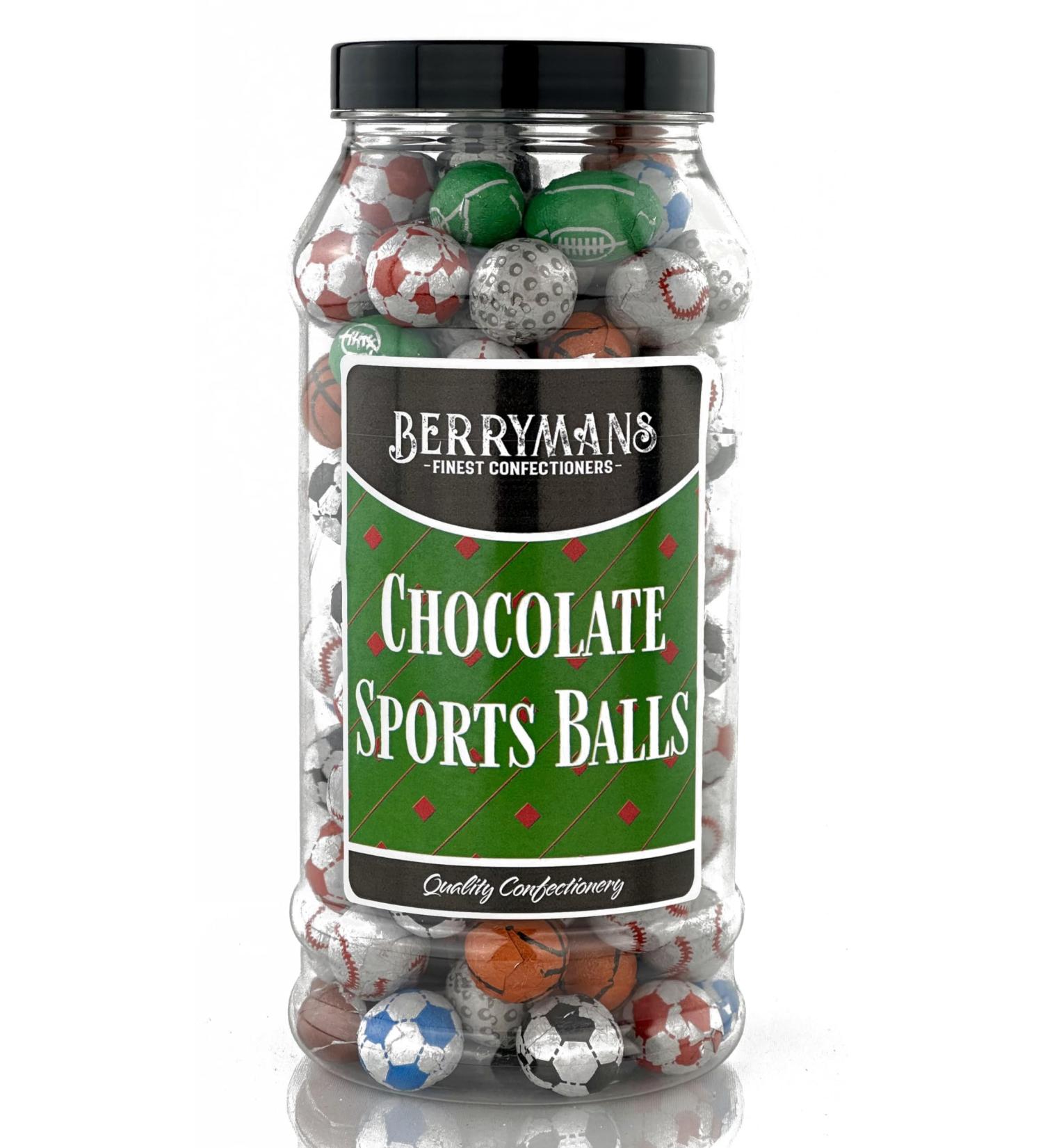 Berrymans Sweet Shop Chocolate Sports Balls Gift Jar - Classic Retro Sweets with Traditional Taste - Buy Online on GoSupps.com