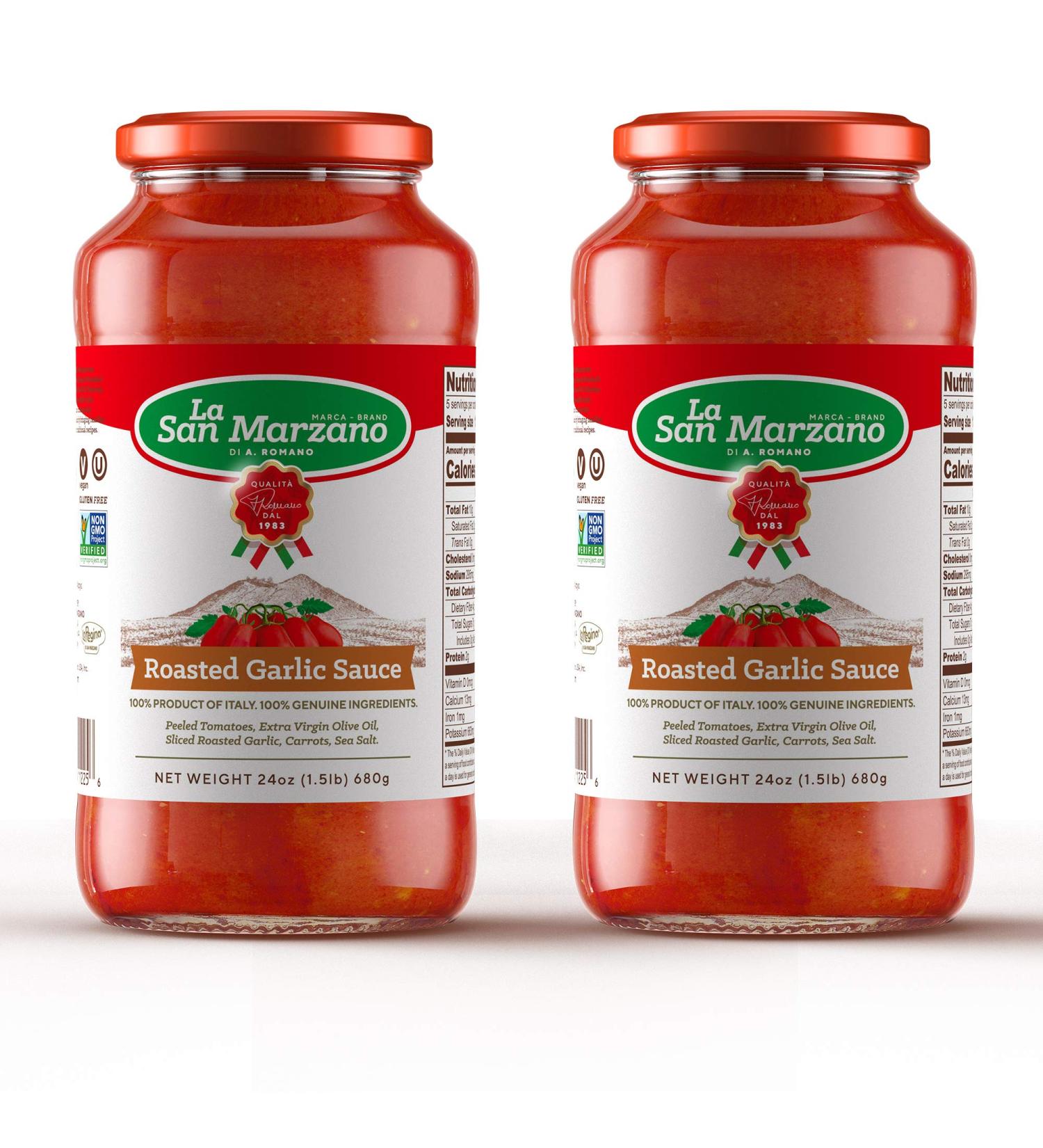 La San Marzano Roasted Garlic Pasta Sauce - 100% Product of Italy, 24 Oz Jar (Pack of 2) - Made with San Marzano Tomatoes DOP Quality - Buy Online on GoSupps.com