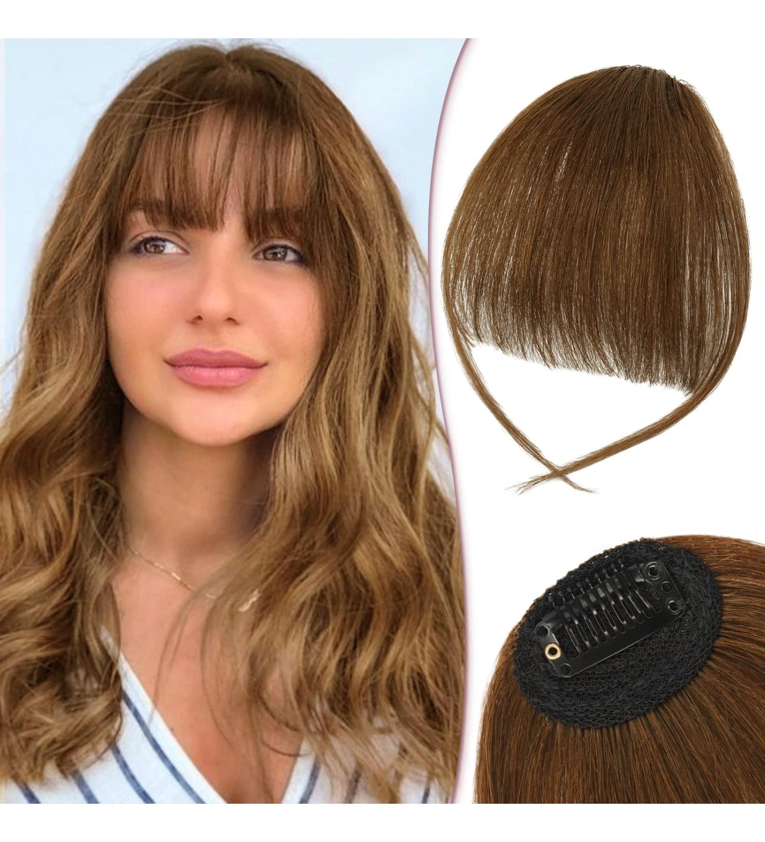 RUWISS 100% Human Hair Clip in Bangs - Medium Brown Wispy Fringe Extensions for Women - Daily Wear Hairpieces (Pack of 1) - Buy Online on GoSupps.com