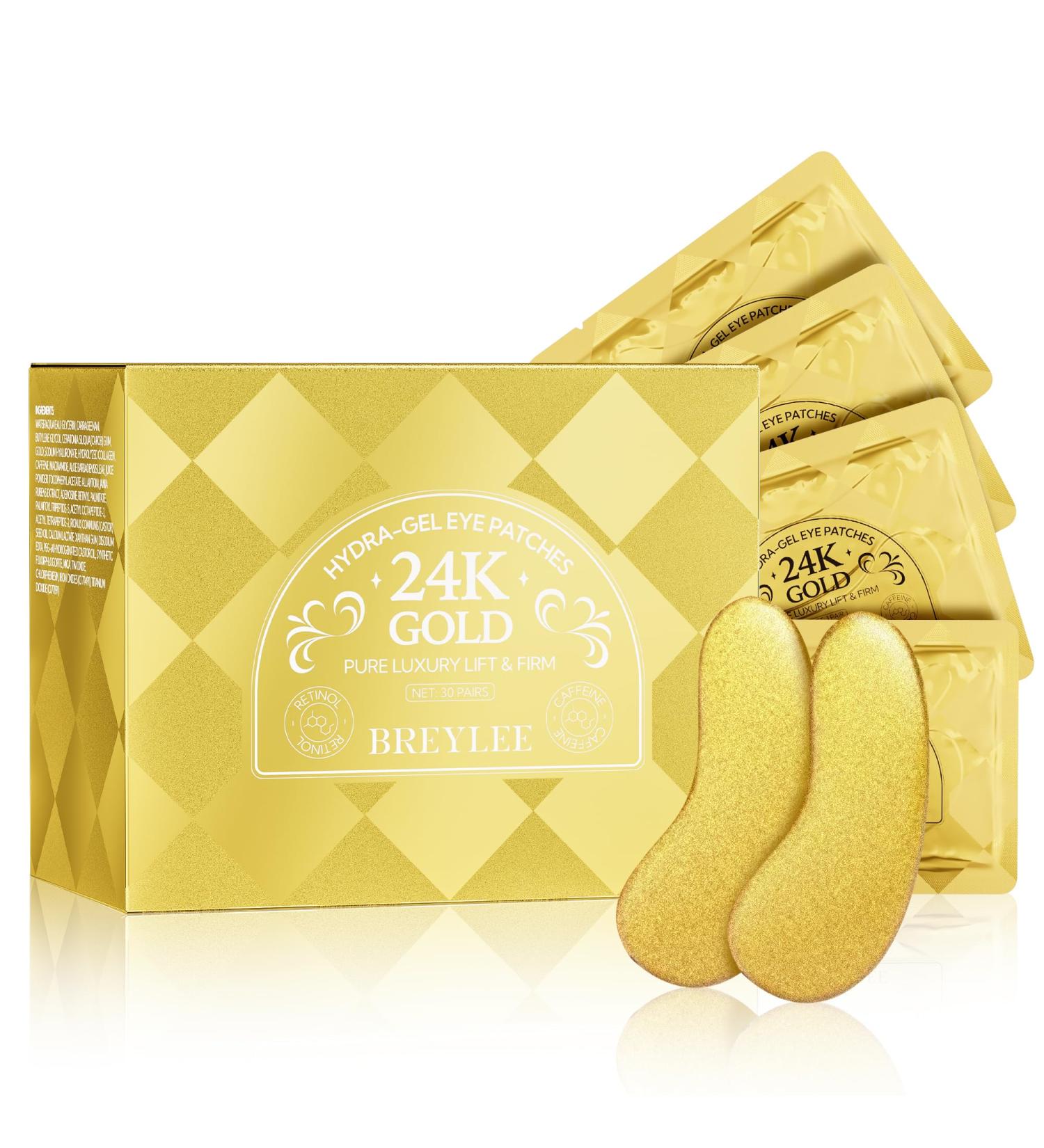 BREYLEE 24K Gold Under Eye Patches - 60 Pcs for Wrinkles Dark Circles & Puffy Eyes | Natural Extract Eye Masks - Buy Online on GoSupps.com