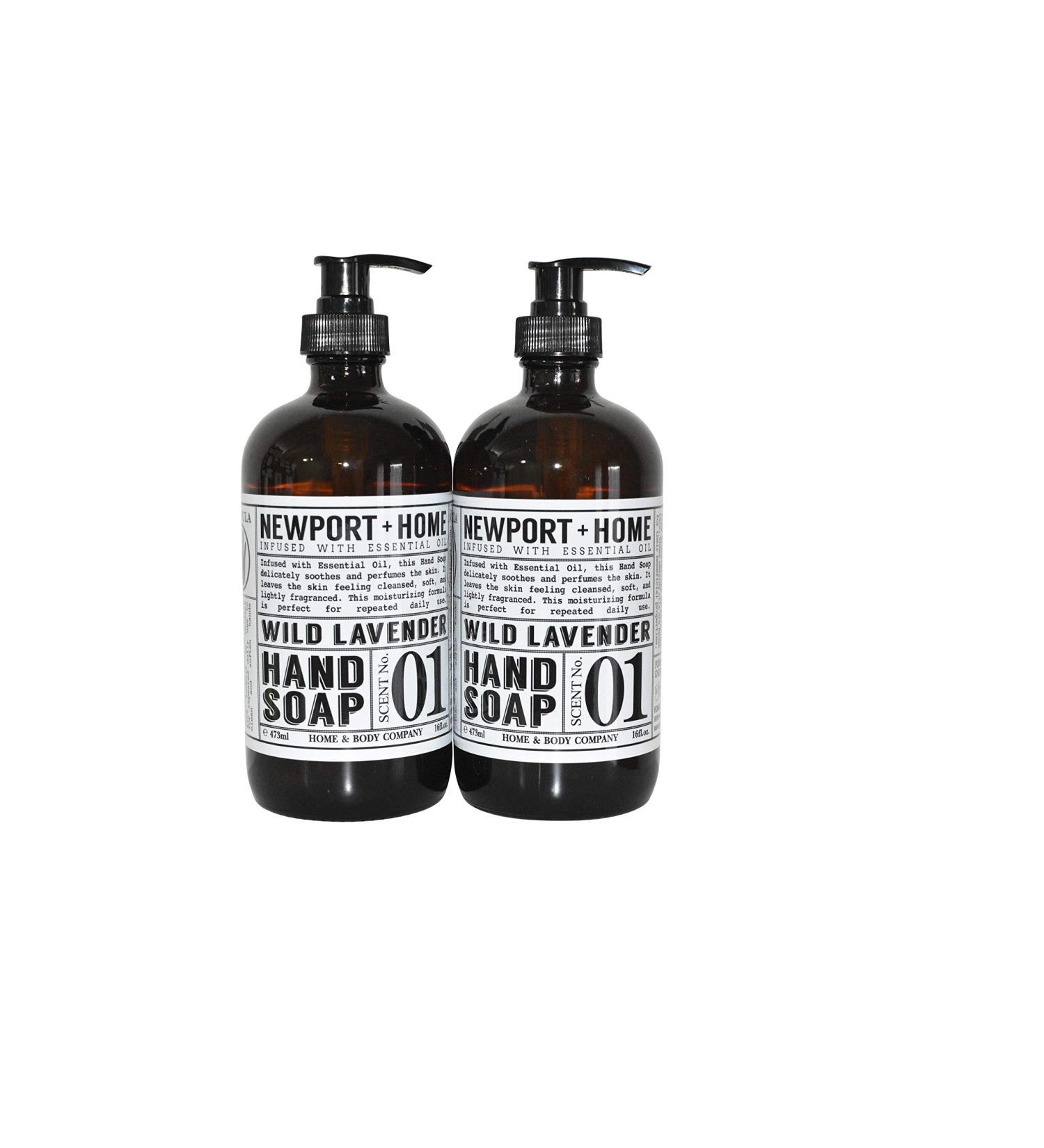 Newport Home and Body Co Wild Lavender Hand Soap - 2 Glass Bottles, 16 fl oz Each - Buy Online on GoSupps.com