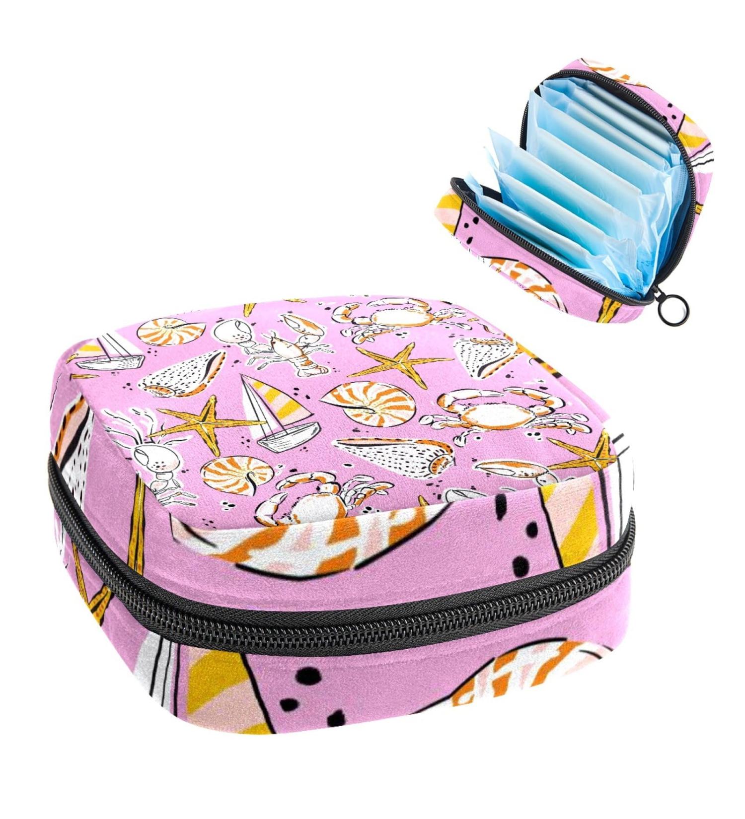 Starfish Seashell Pattern Menstrual Cup & Pad Storage Pouch - Portable Feminine Hygiene Bag (Color 3) - Buy Online on GoSupps.com