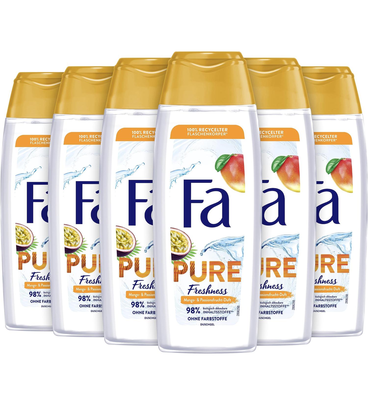 Fa Pure Freshness Shower Gel 250ml Mango & Passion Fruit Fragrance 6 x 250ml