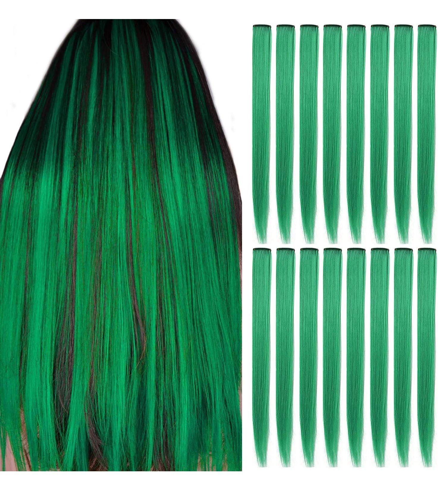 Shop Shkjchp Green Hair Extensions Clip - 21/55cm Smooth Heat-Resistant Wigs for Costume & Cosplay | 16-Piece Set - Buy Online on GoSupps.com