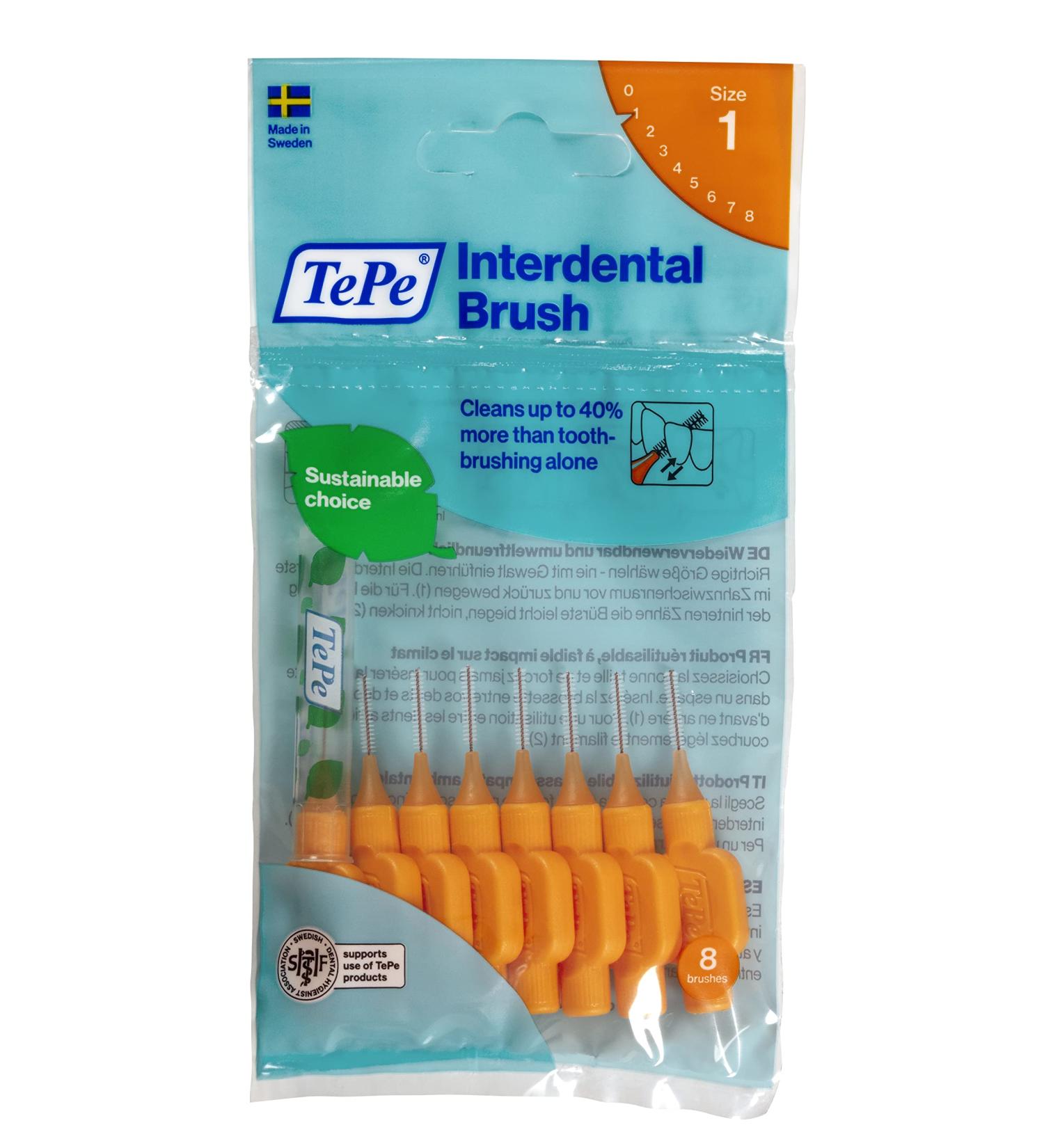 TePe Interdental Brush Original Orange 0.45mm/ISO 1 8pcs - Teeth Cleaning Plaque Removal - Narrow Gaps - 8 Count - Buy Online on GoSupps.com