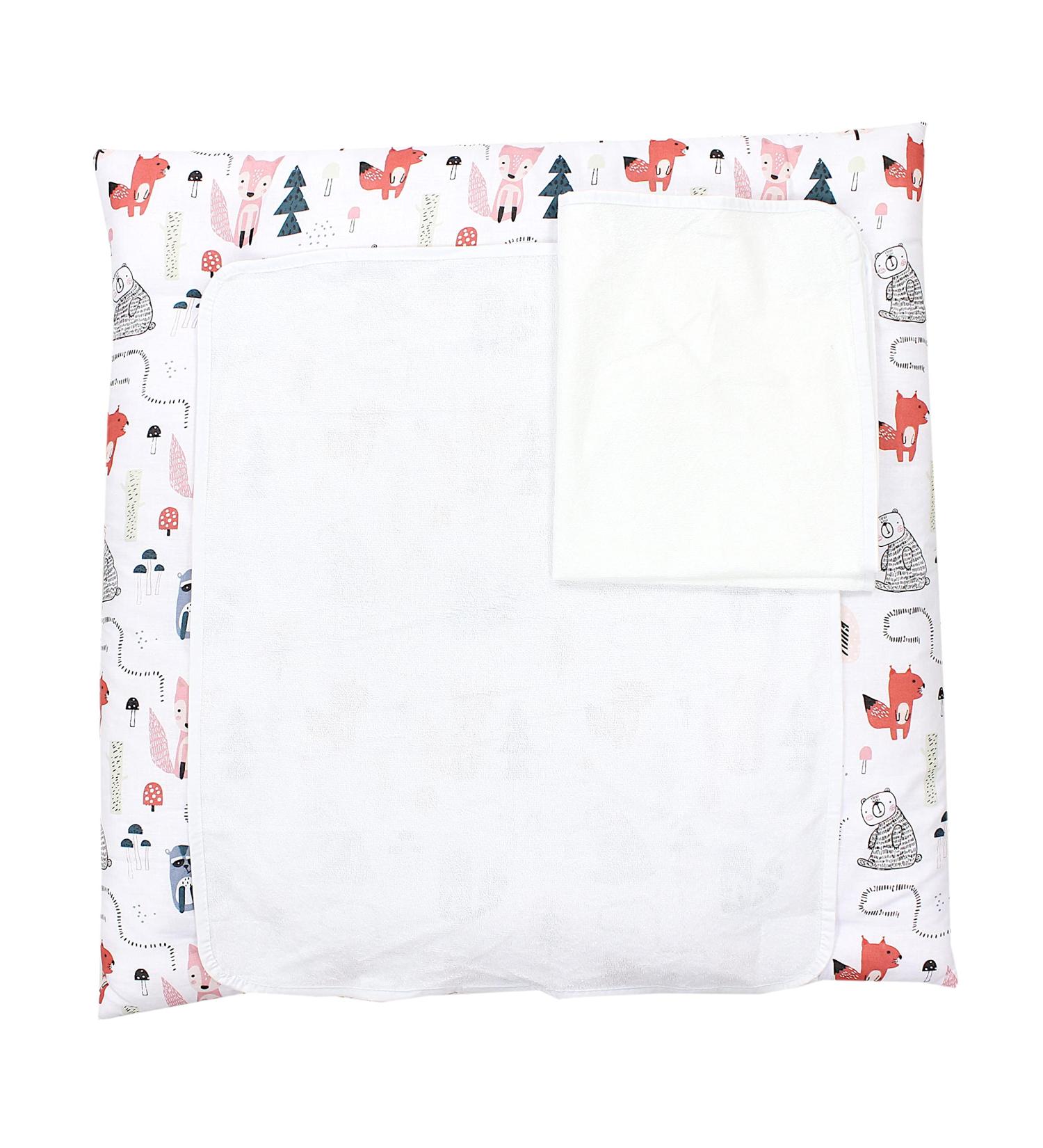 TupTam Baby Changing Mat - Forest Animals Pink | Includes 2 Terry Cloth Covers | 70x70 cm - Best for International Shipping - Buy Online on GoSupps.com