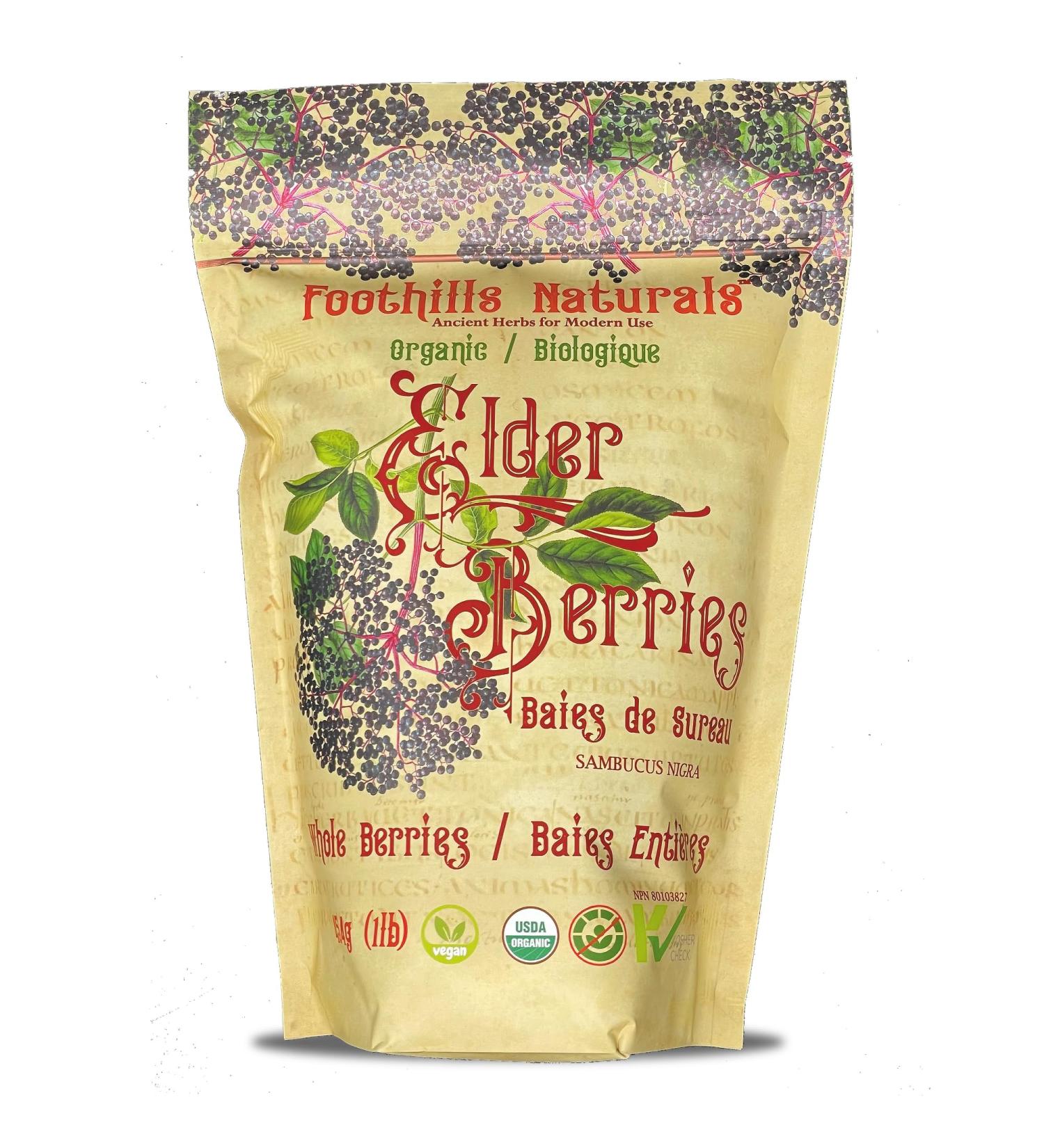 Foothills Naturals Elderberry Organic Whole - 454g / 1 Pound 200+ Servings - Buy Online on GoSupps.com