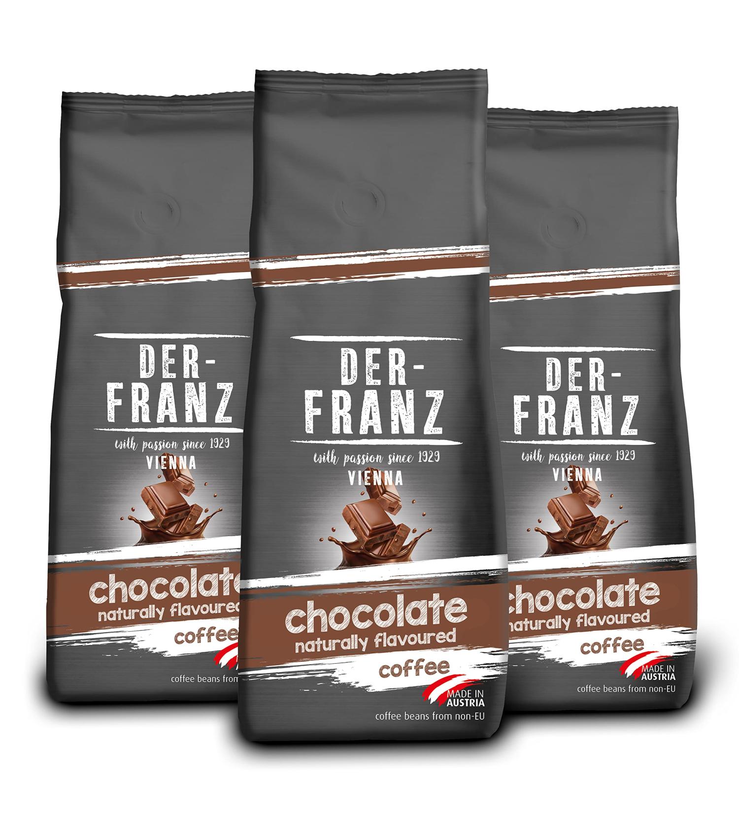 Der-Franz Coffee - Dark Chocolate Flavored Arabica & Robusta Beans | 3 x 500g Pack | International Shipping Available - Buy Online on GoSupps.com