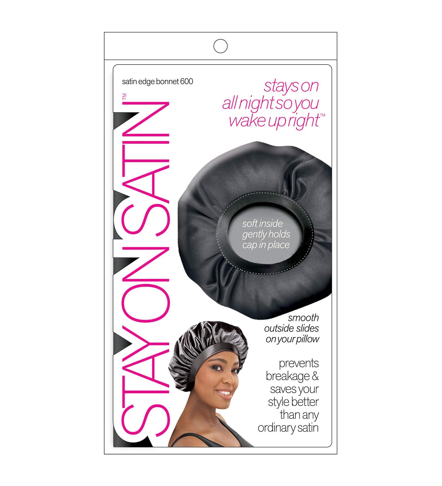 Stay On Satin Edge Bonnet - Women's Hair Wrap for Sleeping - Black - One Size - Buy Online on GoSupps.com