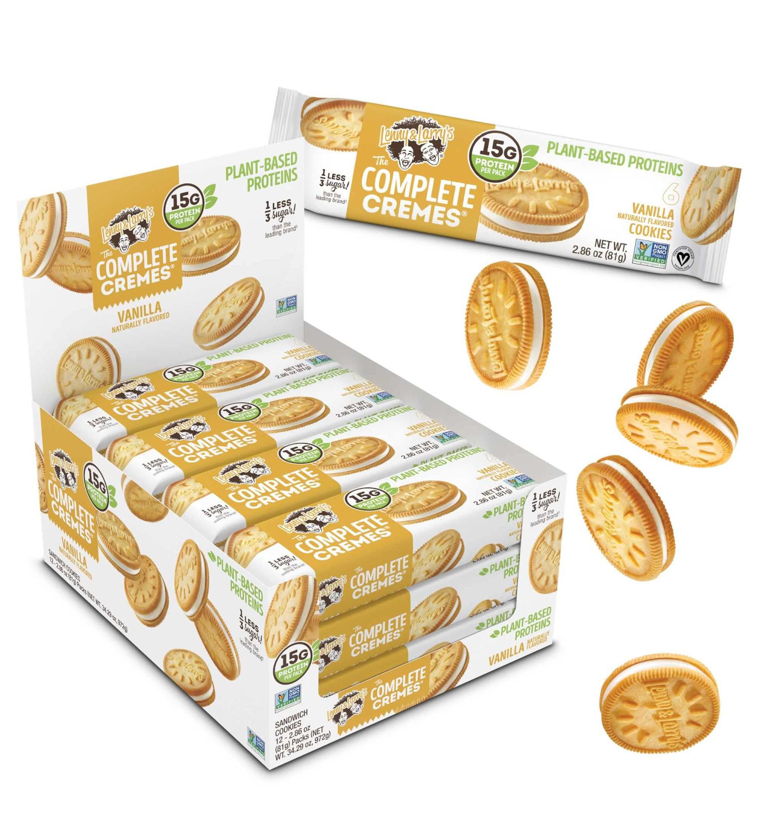 Lenny & Larry's Complete Cremes Sandwich Cookies - Vanilla Vegan 5g Protein (Box of 12) - Buy Online on GoSupps.com