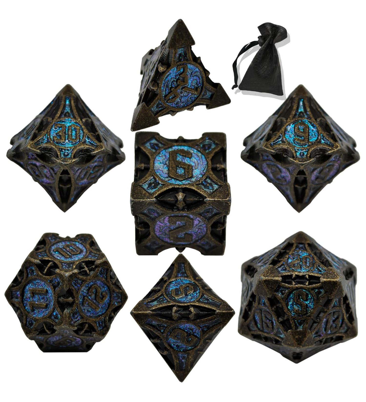 GIUADKXD Metal DND Dice Set - Rolling Blue Polyhedral Dice for D&D, Trpg, MTG - Game Accessories by Gunlan-1 - Buy Online on GoSupps.com