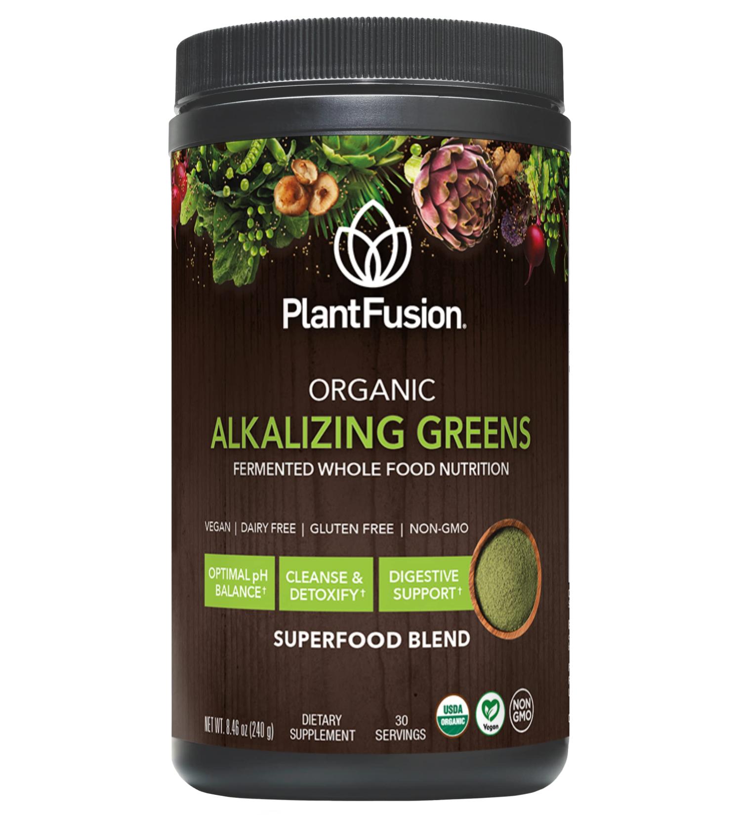 PlantFusion Alkalizing Super Greens Powder - Organic Non-GMO Vegan Blend with Probiotics - 8.46 oz - Buy Online on GoSupps.com