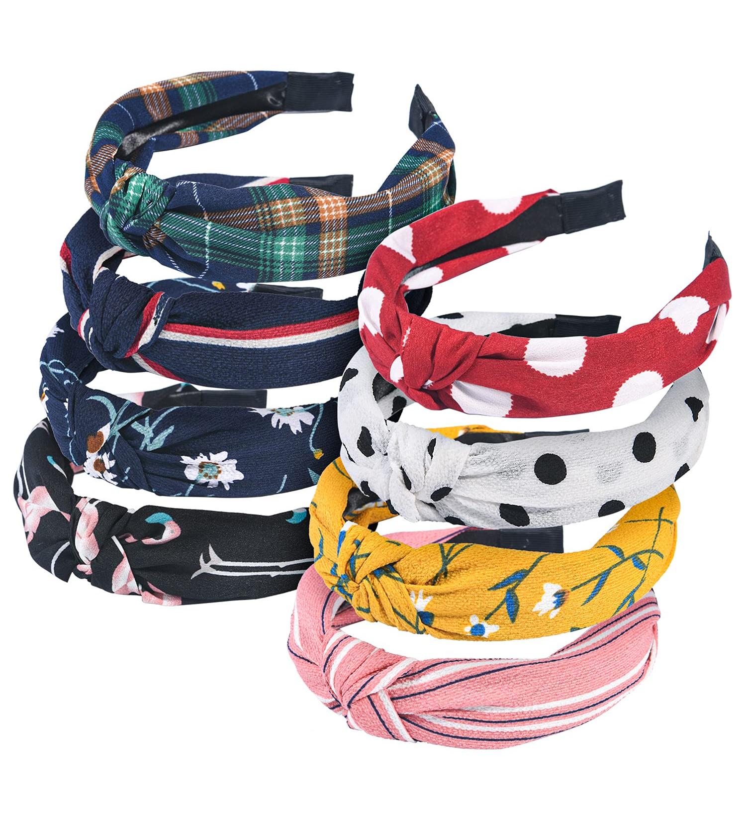 URAQT Headbands for Women 8 Packs Mixed Printed Fabric Hair Band Knot Hairbands Hair Accessories for Daily Wearing Dating Sports 8 color - Buy Online on GoSupps.com