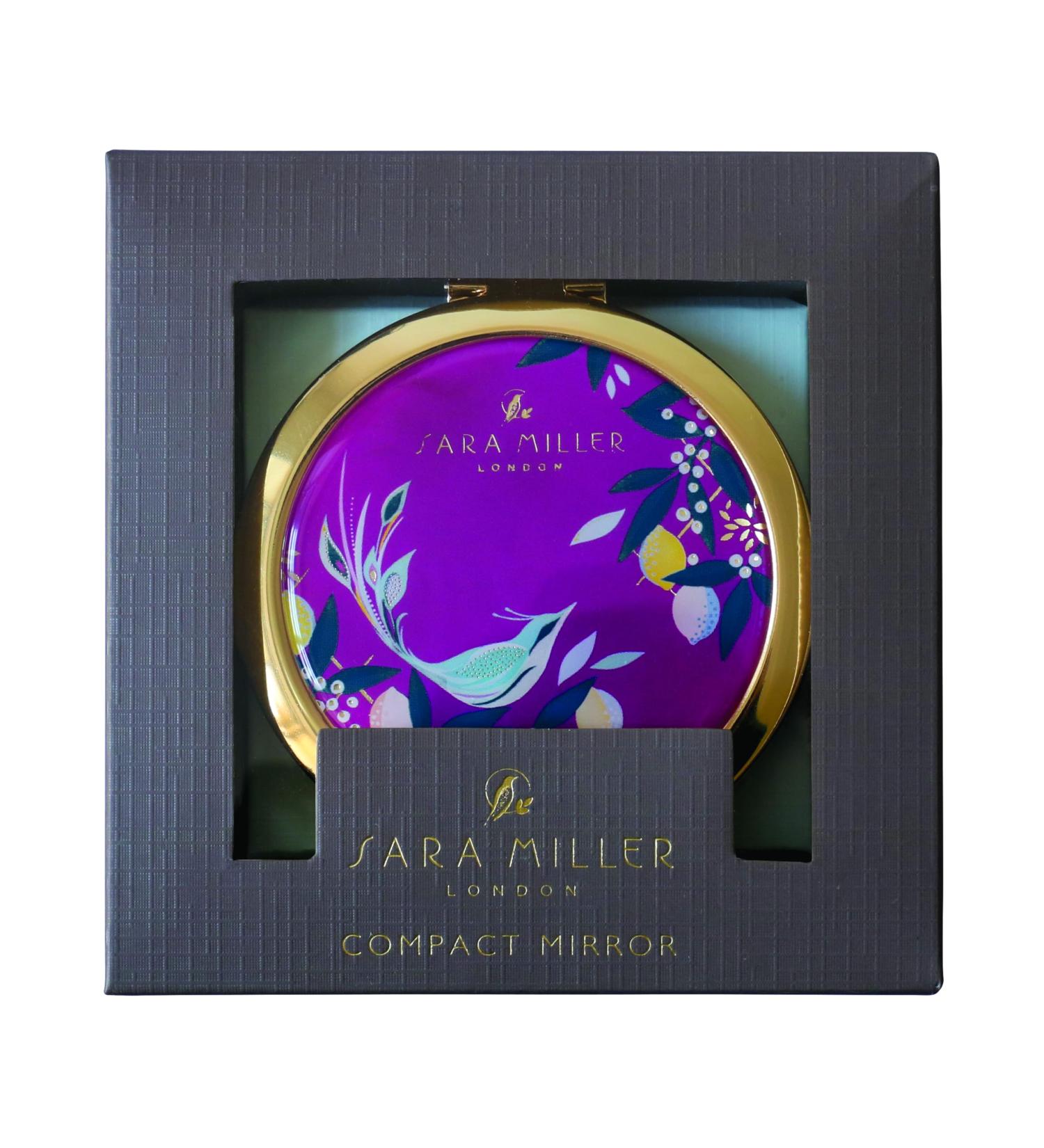Portico Designs Sara Miller Boxed Mauve Orchard Birds Compact Mirror Purple