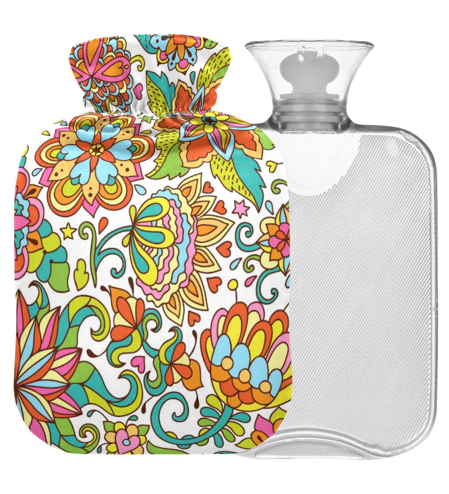 NAANLE Retro Flower Paisley Heat Bottle | 1L Hot Water Bottle for Back Pain Relief & Cold Therapy | Hand & Foot Warmer - Buy Online on GoSupps.com