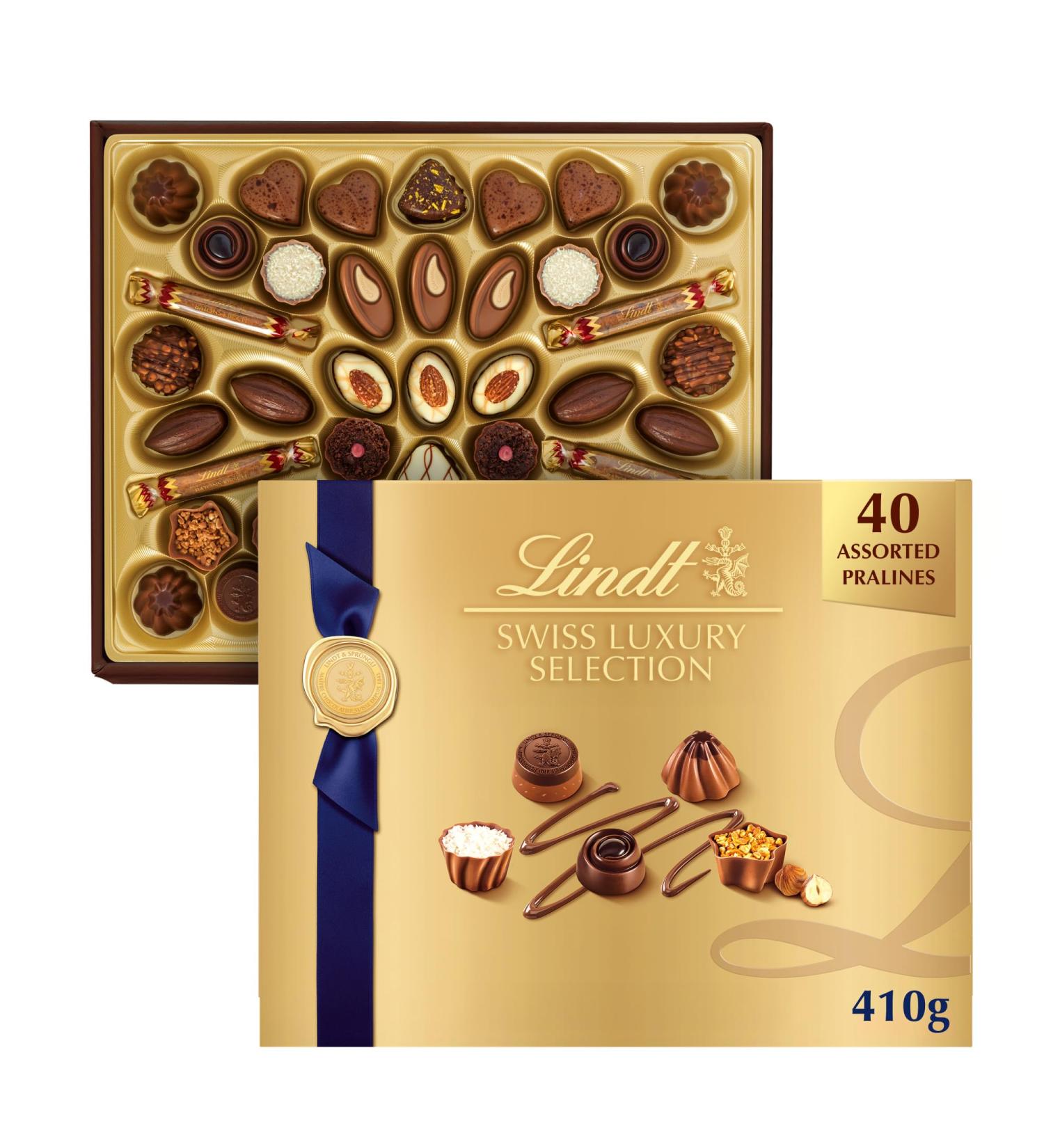 LINDT SWISS LUXURY SELECTION Praline Chocolate Gift Box Assorted Chocolate Pralines 410 Gram Gift Box Christmas Chocolate Holiday Gift - Buy Online on GoSupps.com