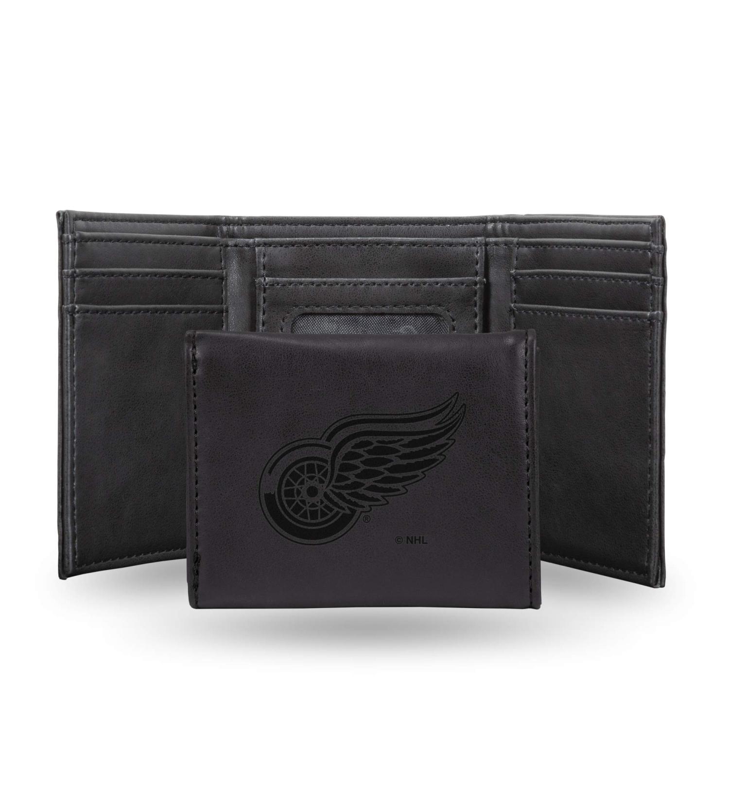 Rico Industries NHL Laser Engraved Trifold Laser Engraved Tri-Fold Wallet - Men's Accessory Detroit Red Wings Black - Buy Online on GoSupps.com