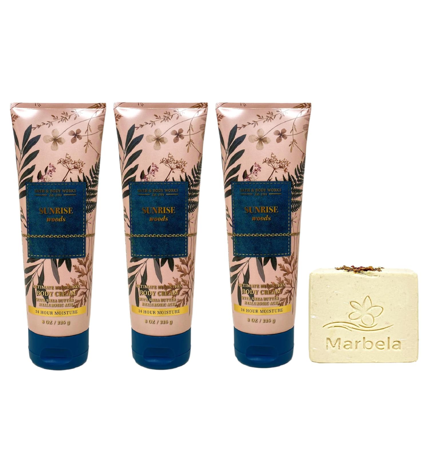Bath & Body Works Sunrise Woods - 3 Ultimate Hydration Body Cream - with a Creamy Rose Bar Soap - Buy Online on GoSupps.com