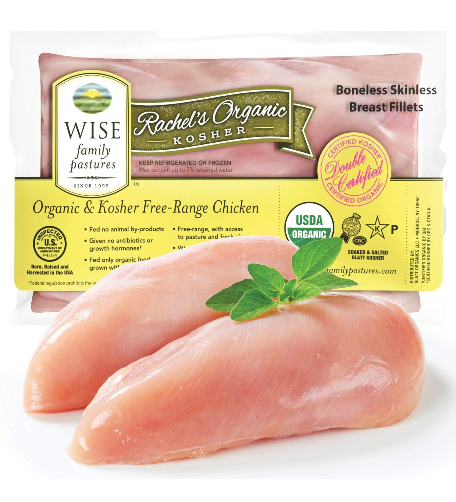 Organic Double Certified Boneless Skinless Chicken Breast Fillets (5.00-5.50 lbs) | Glatt Kosher, Non GMO, Free Range - Buy Online on GoSupps.com
