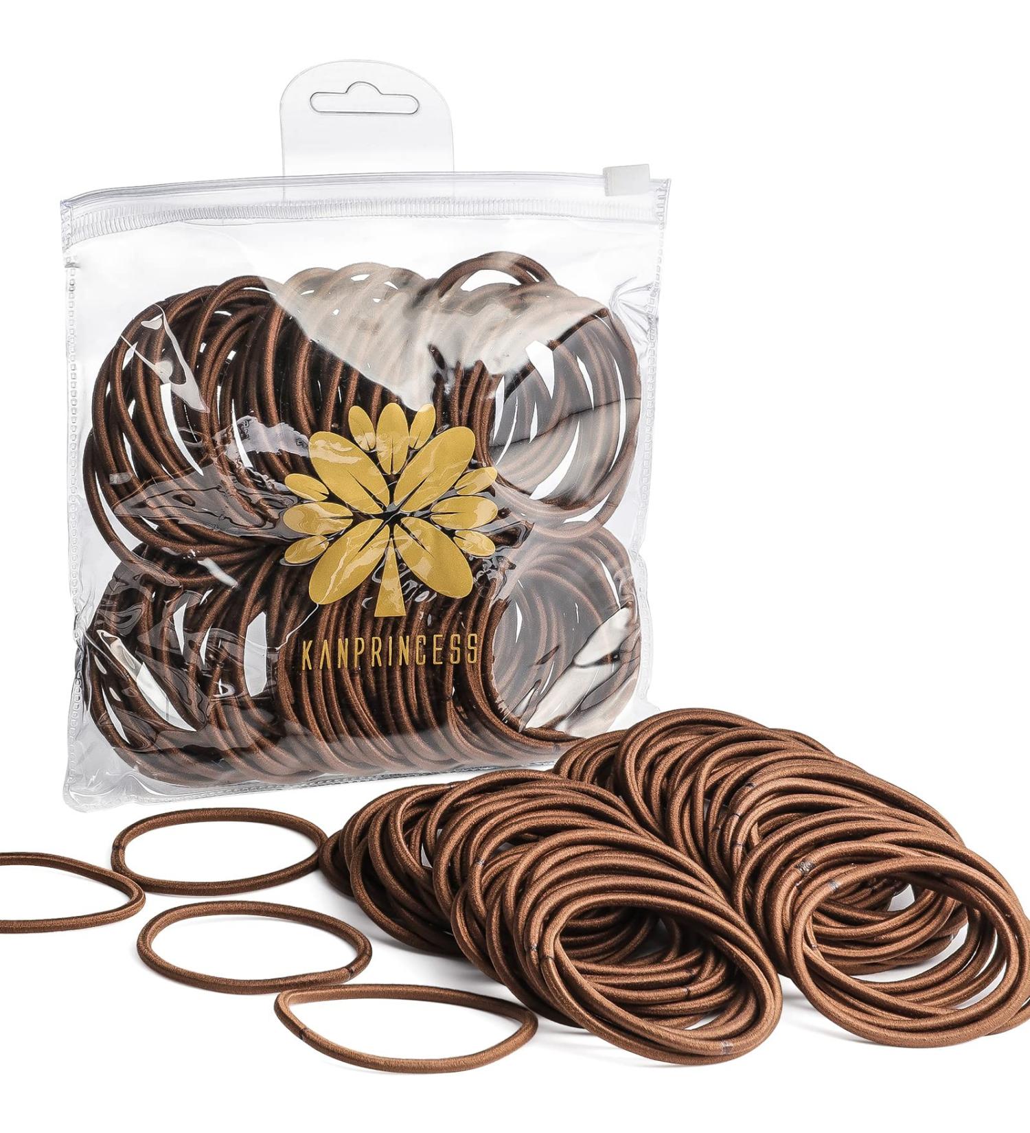KANPRINCESS 100PCS Brown Hair Ties for Thick Hair - Elastic Ponytail Holders for Women - Hair Styling Accessories for Daily Use - Buy Online on GoSupps.com