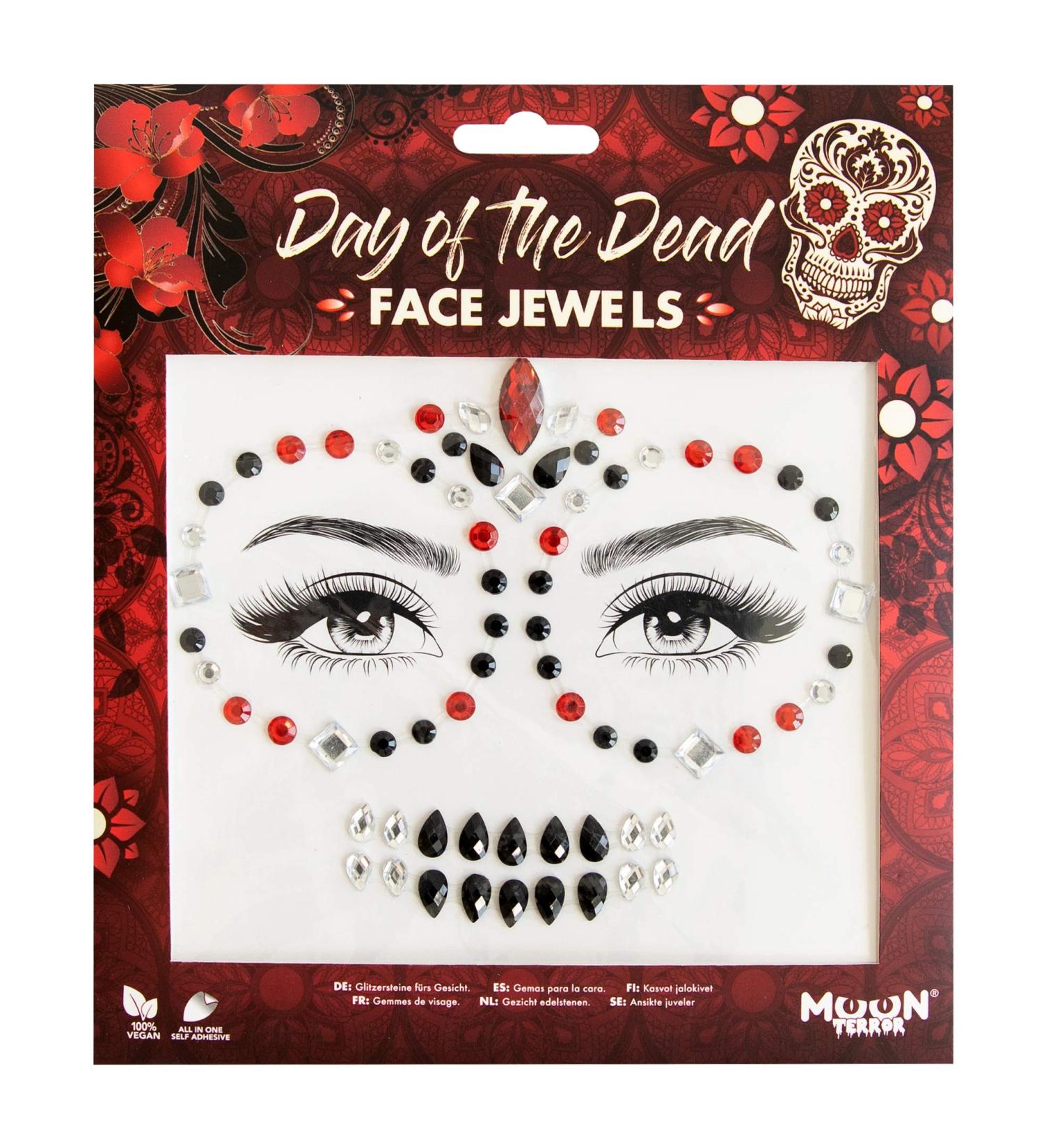 Face Jewels by Moon Terror - Festival Body Gems, SFX Crystal Makeup & Eye Glitter Stickers - Temporary Tattoo Jewels for Special Effects (Day of the Dead) - Buy Online on GoSupps.com