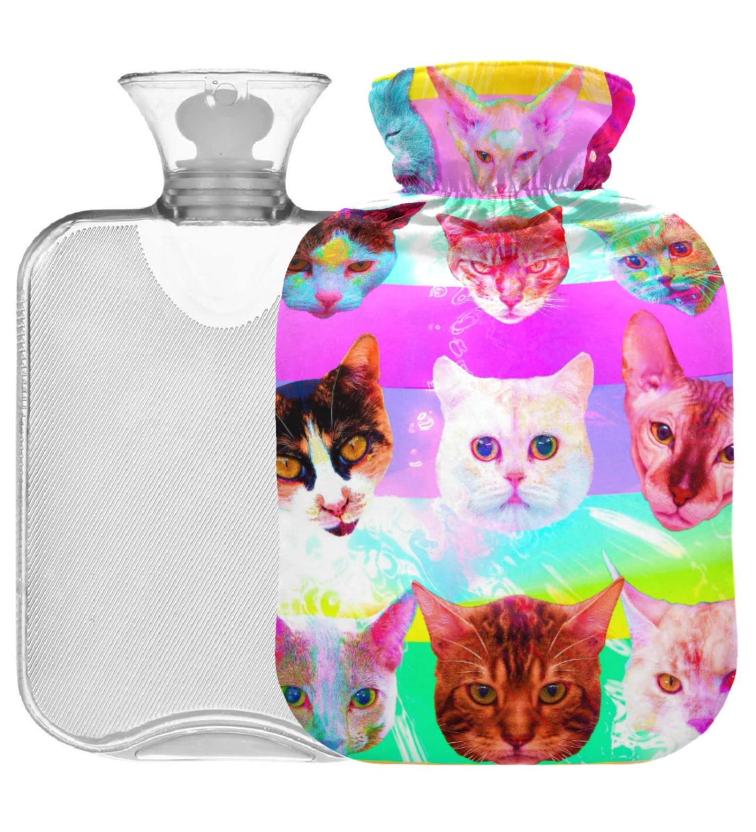 Oarencol Colorful 2L Hot Water Bottle with Cover - Rainbow Stripes for Pain Relief & Cramps - International Shipping Available - Buy Online on GoSupps.com