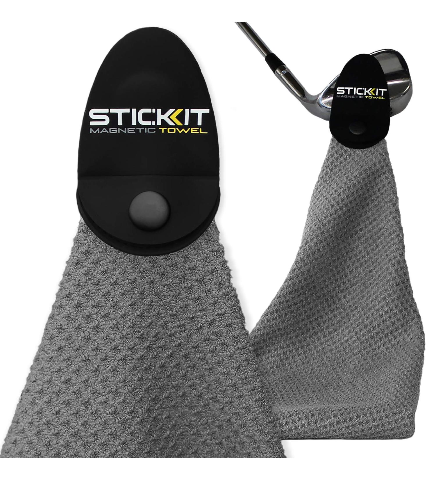 STICKIT Magnetic Golf Towel Gray - Premium Microfiber with Deep Waffle Pockets | Industrial Strength Magnet | Pack of 1 - Buy Online on GoSupps.com