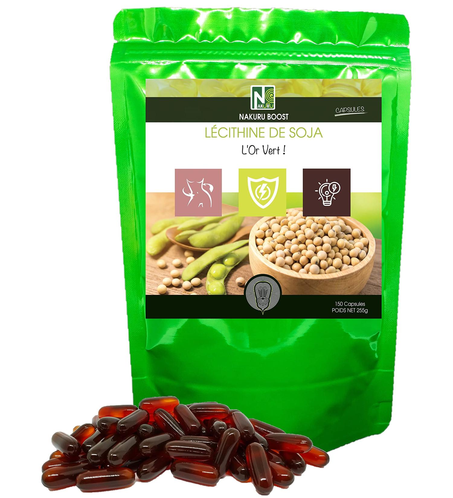 NAKURU | Soy Lecithin | Boost Range | Made in France | Green Gold! | (150 Capsules of 1700 mg/Net Weight: 255 g) - Buy Online on GoSupps.com