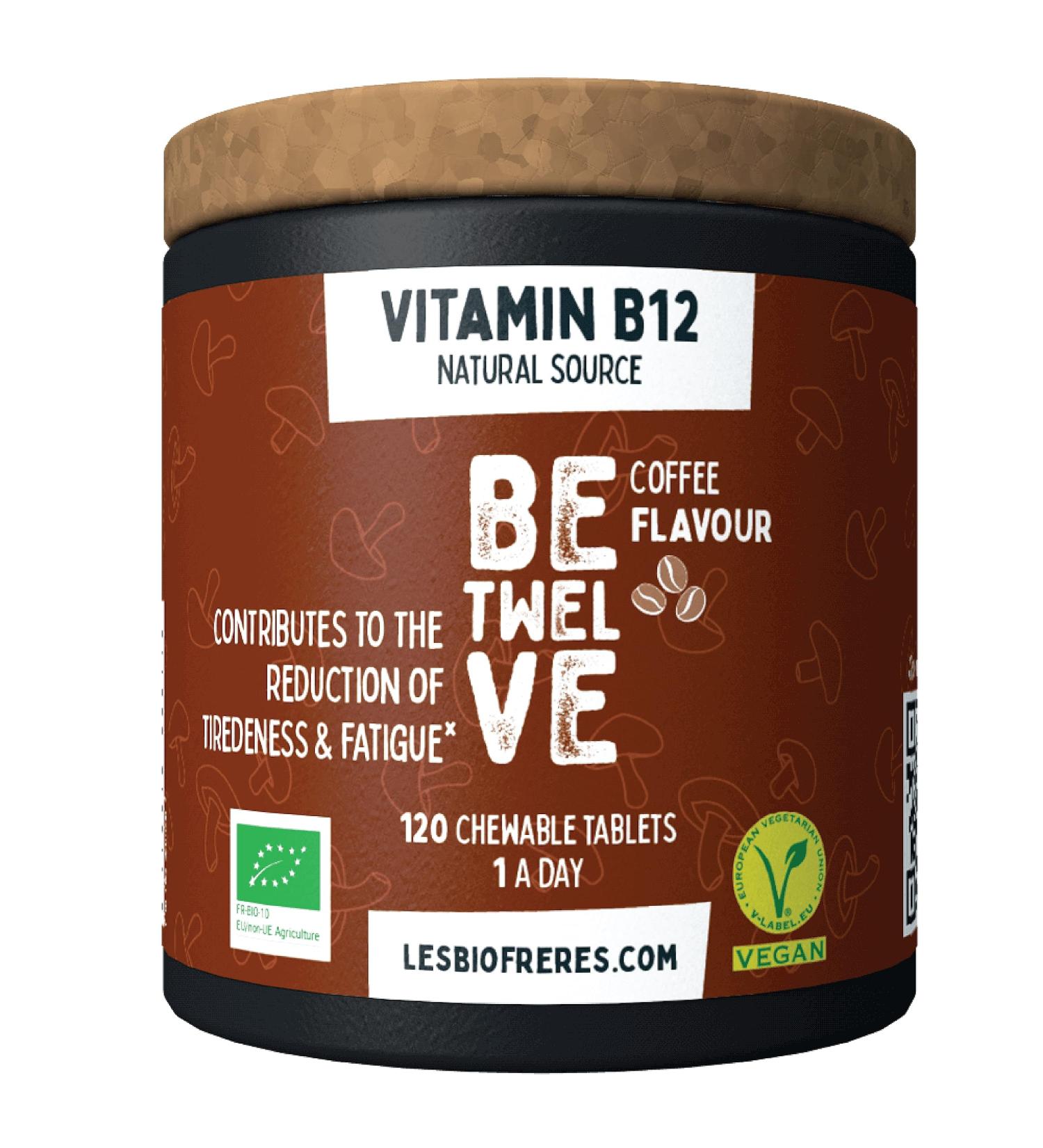 Organic Brothers Betwelve Coffee B12 - Vegan Tablets Natural Boost 120 Count Sustainable Eco-Packaging Caffeine-Free Brain Aid - Buy Online on GoSupps.com