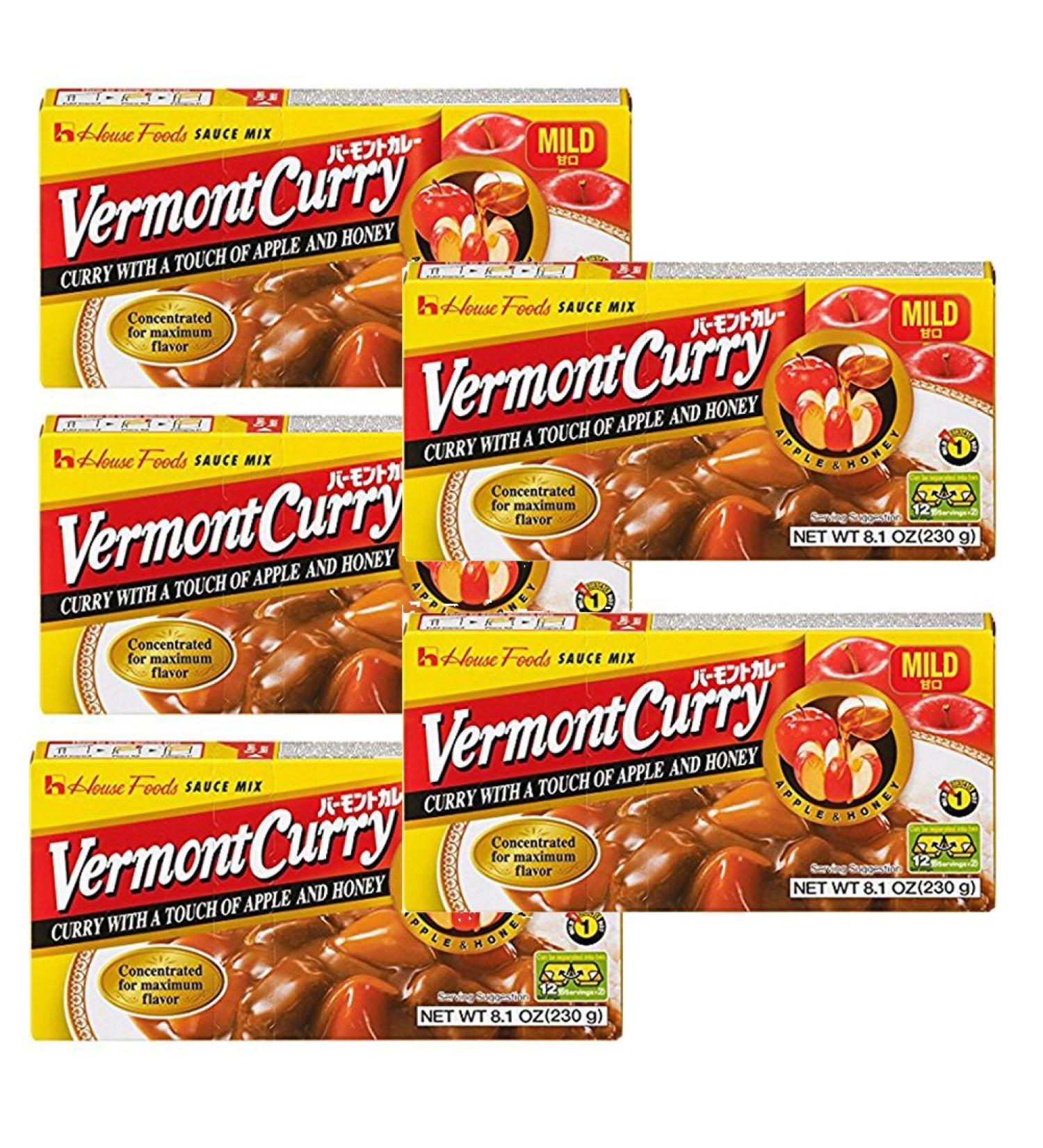 5 Packs  House Foods Vermont Curry Mild 8.11 Oz (230g) 8.11 Ounce (Pack of 5)