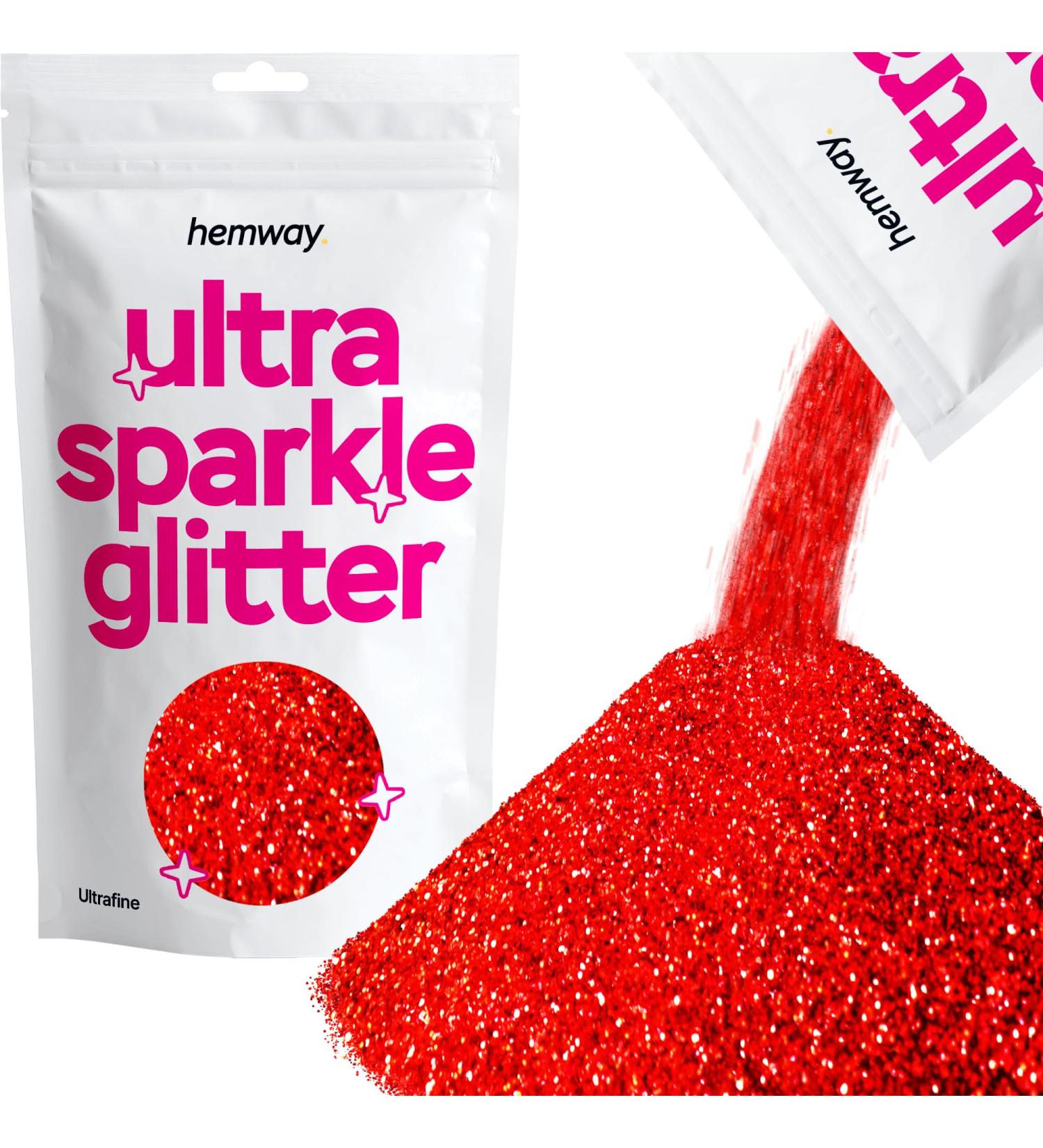 Hemway Extra Fine Red Holographic Sparkle Glitter 100g Cosmetic Safe Ultrafine Glitter for Arts & Crafts International Shipping Available - Buy Online on GoSupps.com