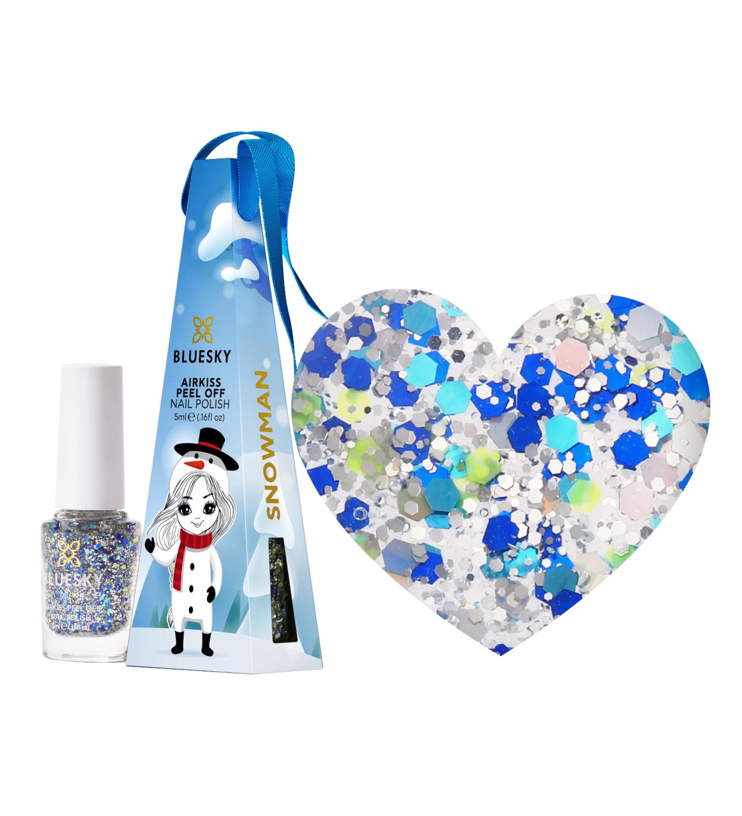 Blue Sky Christmas Kids Nail Varnish Bauble - Snowman Blue Multicolour Glitter 5ml - Buy Online on GoSupps.com