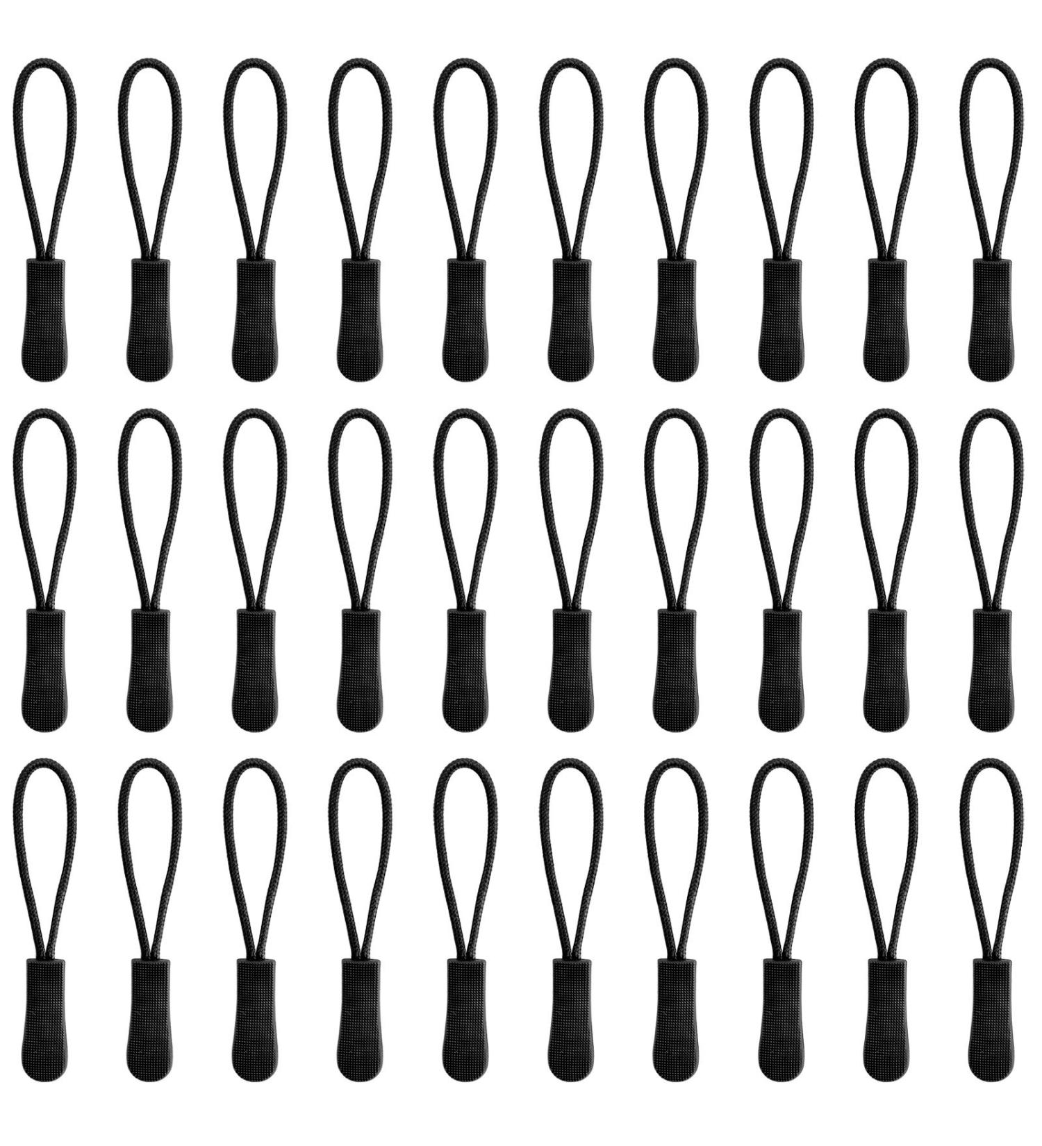 DONQL 30-Piece Black Zipper Handle Replacement Pulls - Nylon Zipper Loops for Clothing Backpacks & Outdoor Sports - Buy Online on GoSupps.com