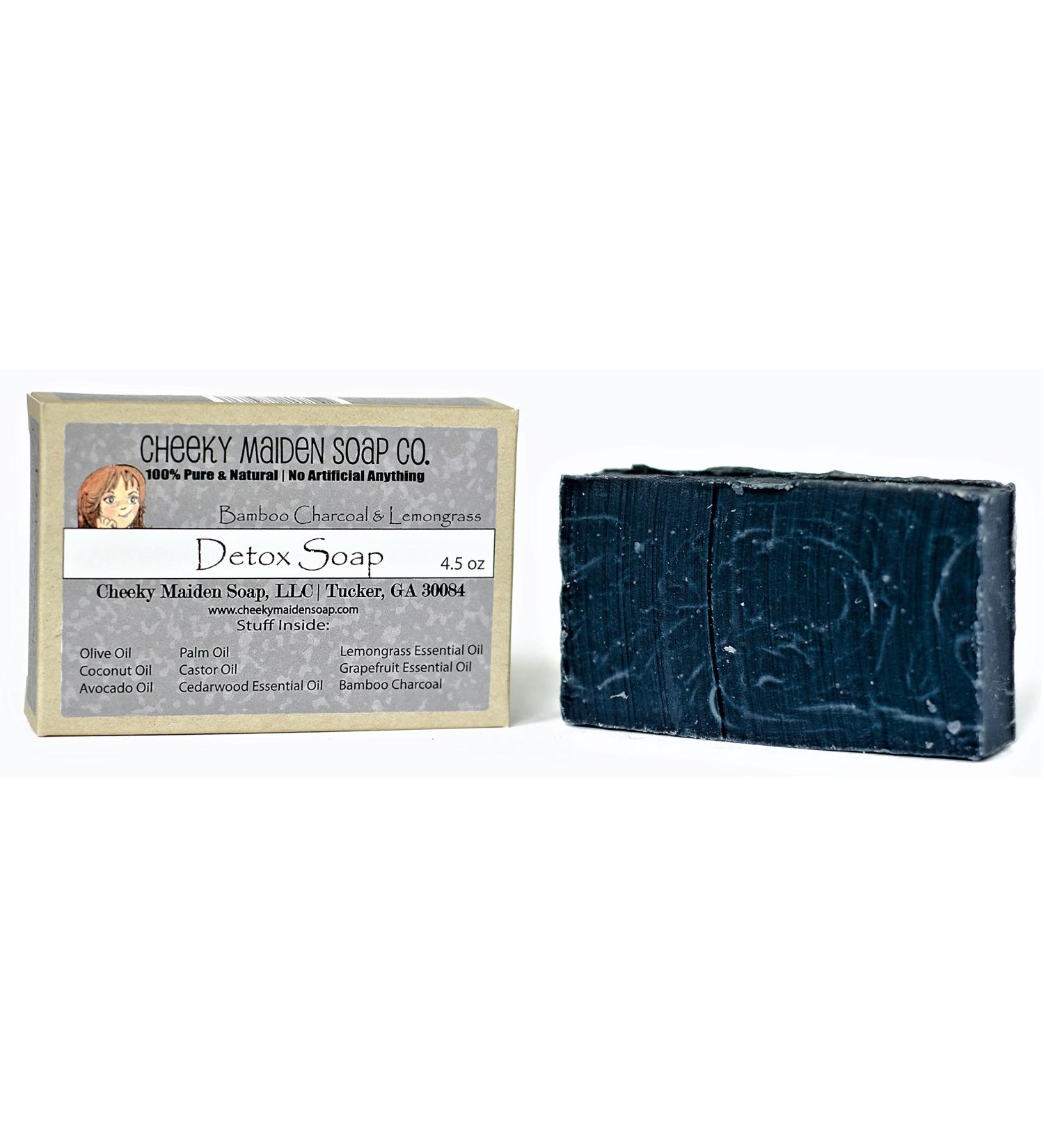 100% Natural Handmade Detox Soap - Saponified Oils Bamboo Charcoal Cedarwood & Essential Oils - 4.5oz - Made in USA - International Shipping - Buy Online on GoSupps.com