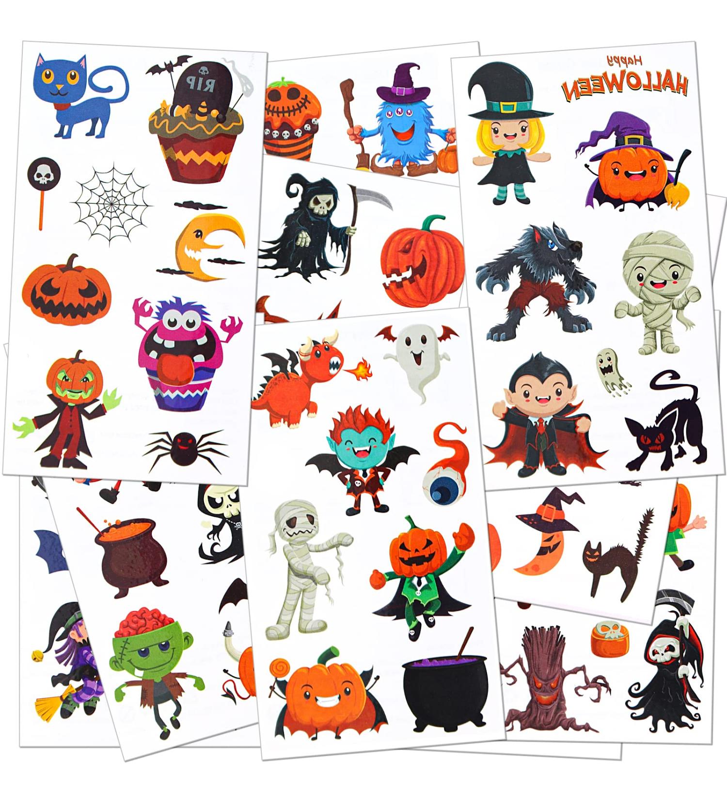 Halloween Temporary Tattoos for Kids - Waterproof Fake Stickers, Activities & Parties Favors for Toddlers, Children - 20 Sheets - Buy Online on GoSupps.com