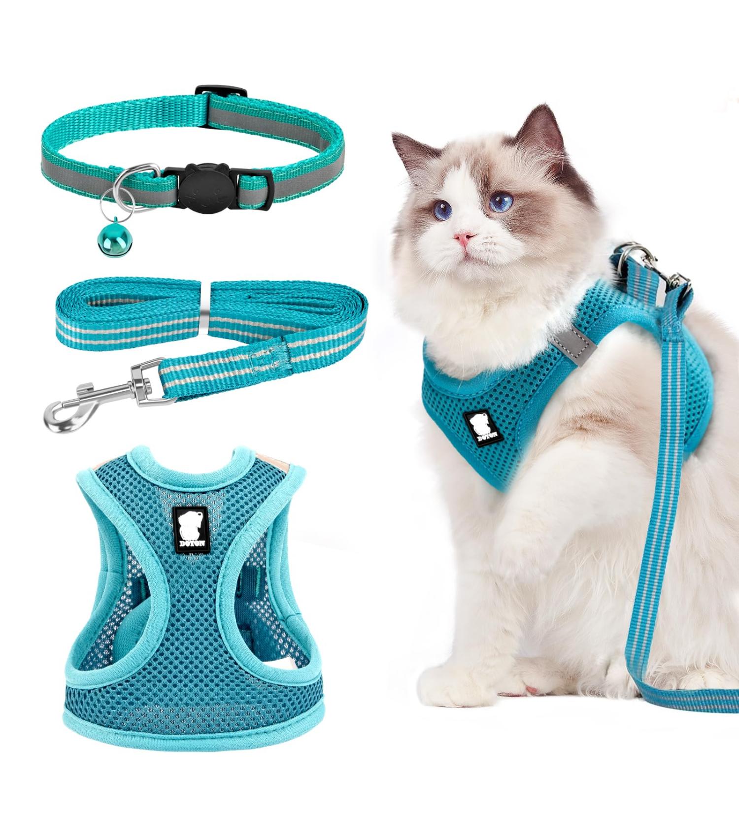 Adjustable Breakproof Cat Dishes with Leash - Soft & Durable for Cats Small Dogs & Rabbits - 1.35m Leash Included - Buy Online on GoSupps.com