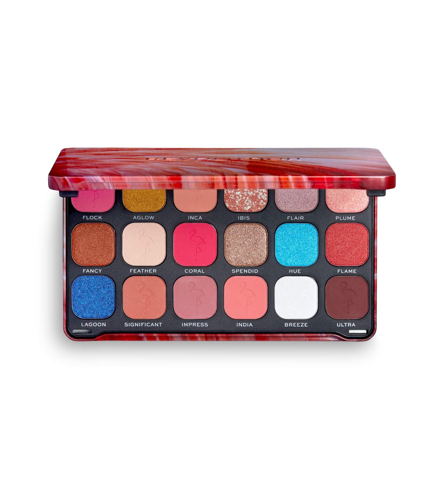 Makeup Revolution Forever Flawless Eyeshadow Palette Flamboyance Flamingo 18 Shades - 19.8g - Buy Online on GoSupps.com