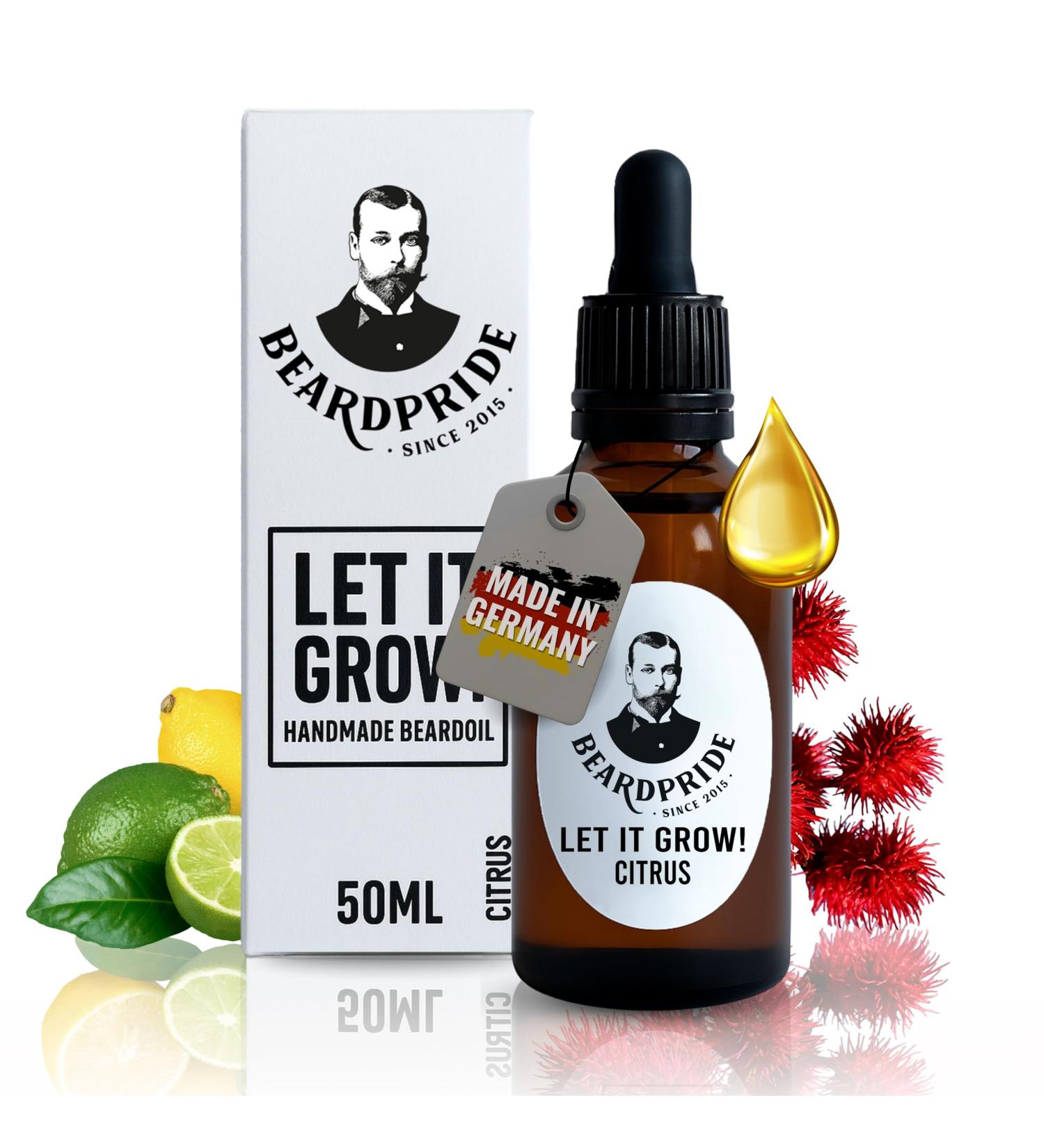 BEARDPRIDE Let it Grow - Huile de Barbe Naturelle pour la Croissance de la Barbe - Avec huile de ricin huile d'amande et huile d'argan - Pour barbe compl te & barbe de trois jours - 100 % naturelle - Buy Online on GoSupps.com