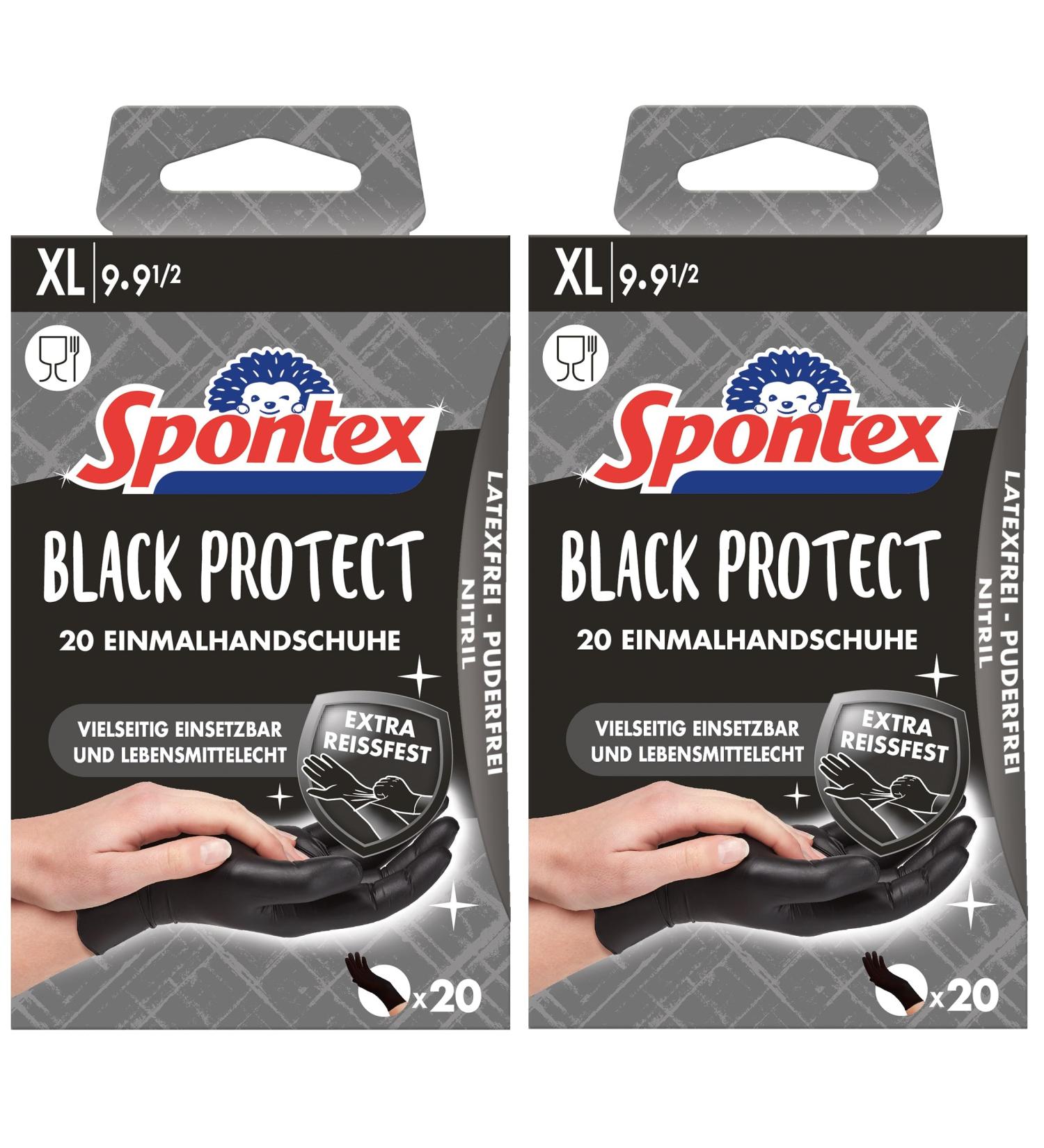 Spontex Black Protect XL - 20 Tear-Resistant Nitrile Gloves Latex-Free & Powder-Free for Durable Protection International Shipping Available - Buy Online on GoSupps.com